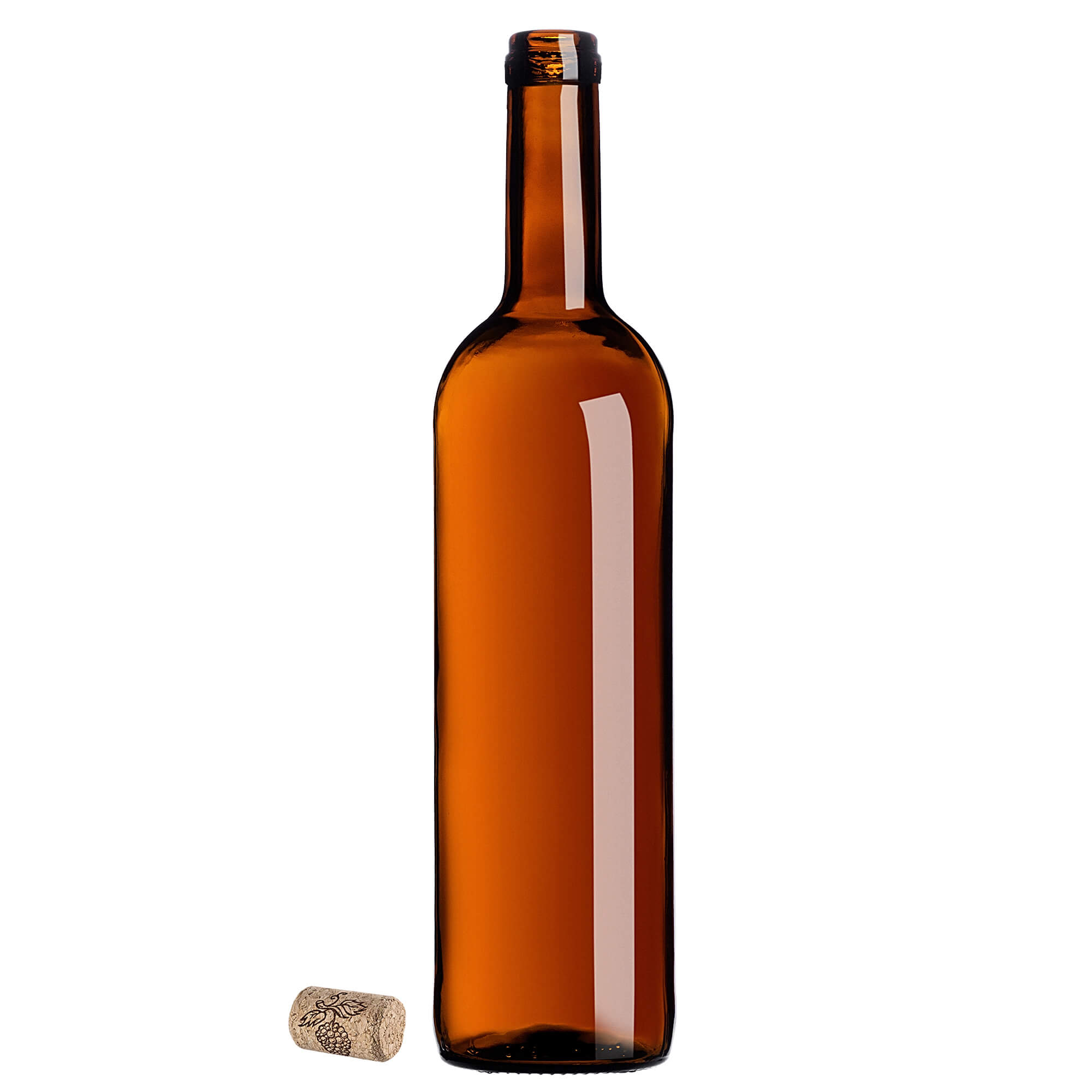 Butelka na wino Biagio 750ml brązowa z korkiem aglomerowanym 1 szt.