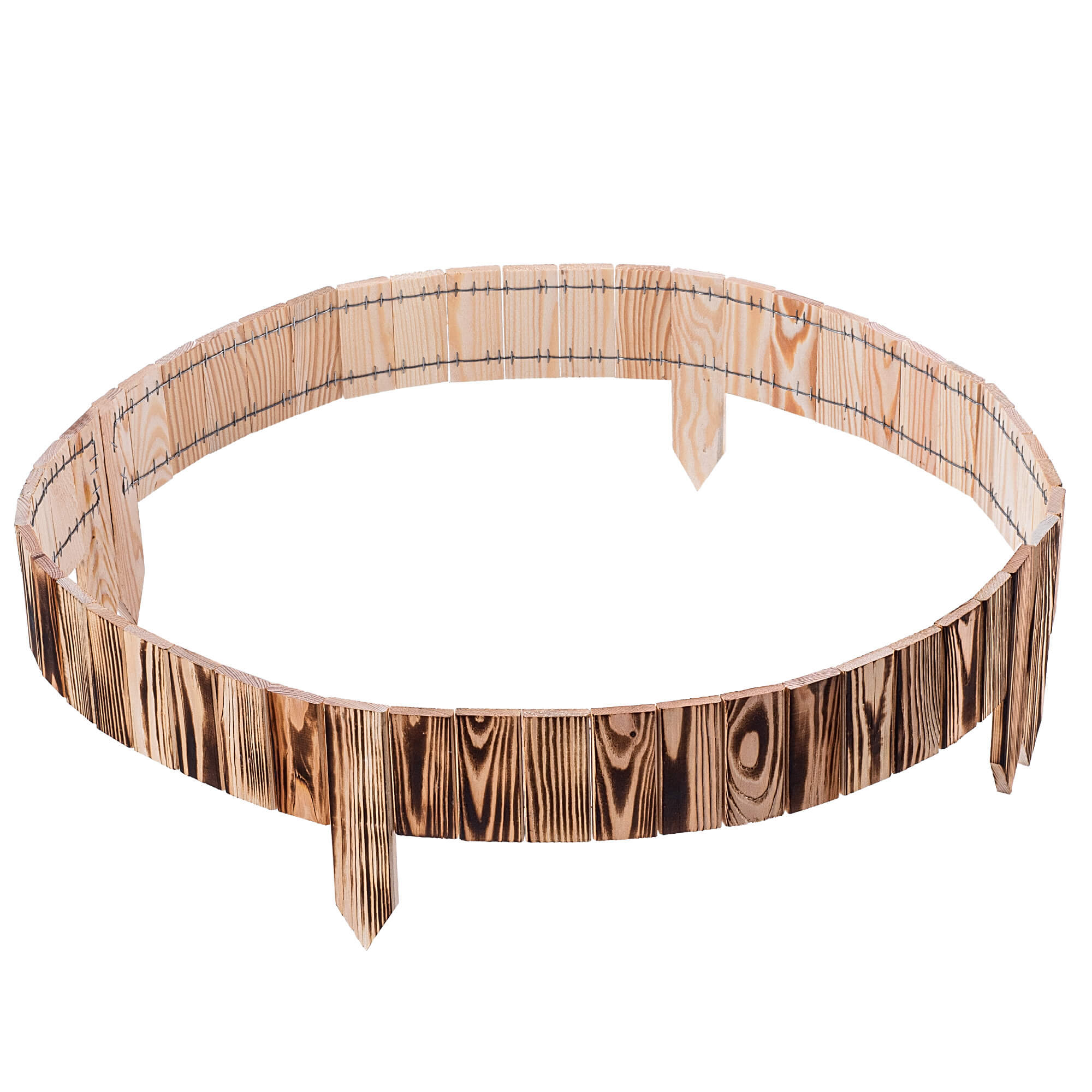 Płotek drewniany rollborder Ansjo obrzeże 115 x 10 cm opalany