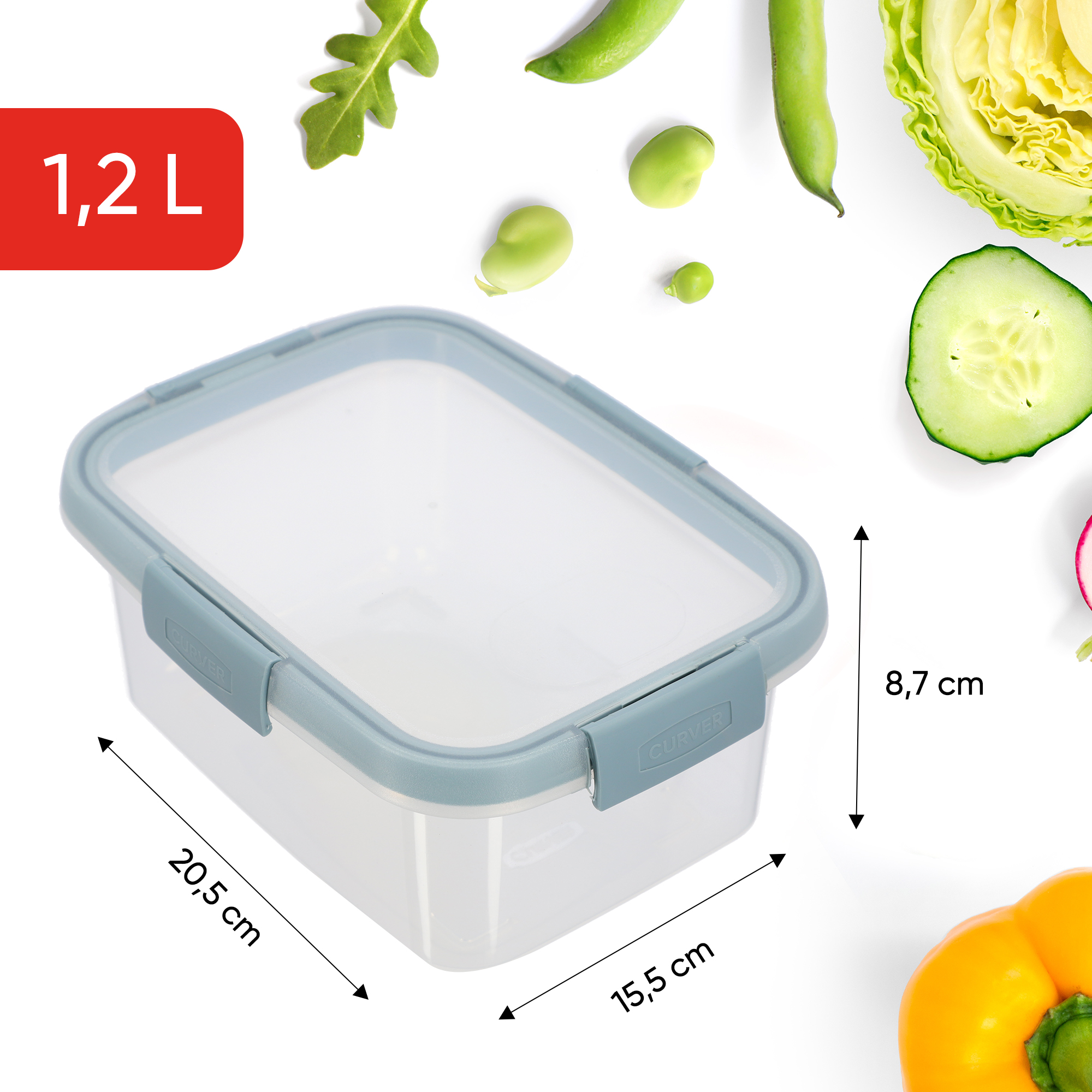 Zestaw czterech plastikowych pojemników Curver Smart Fresh