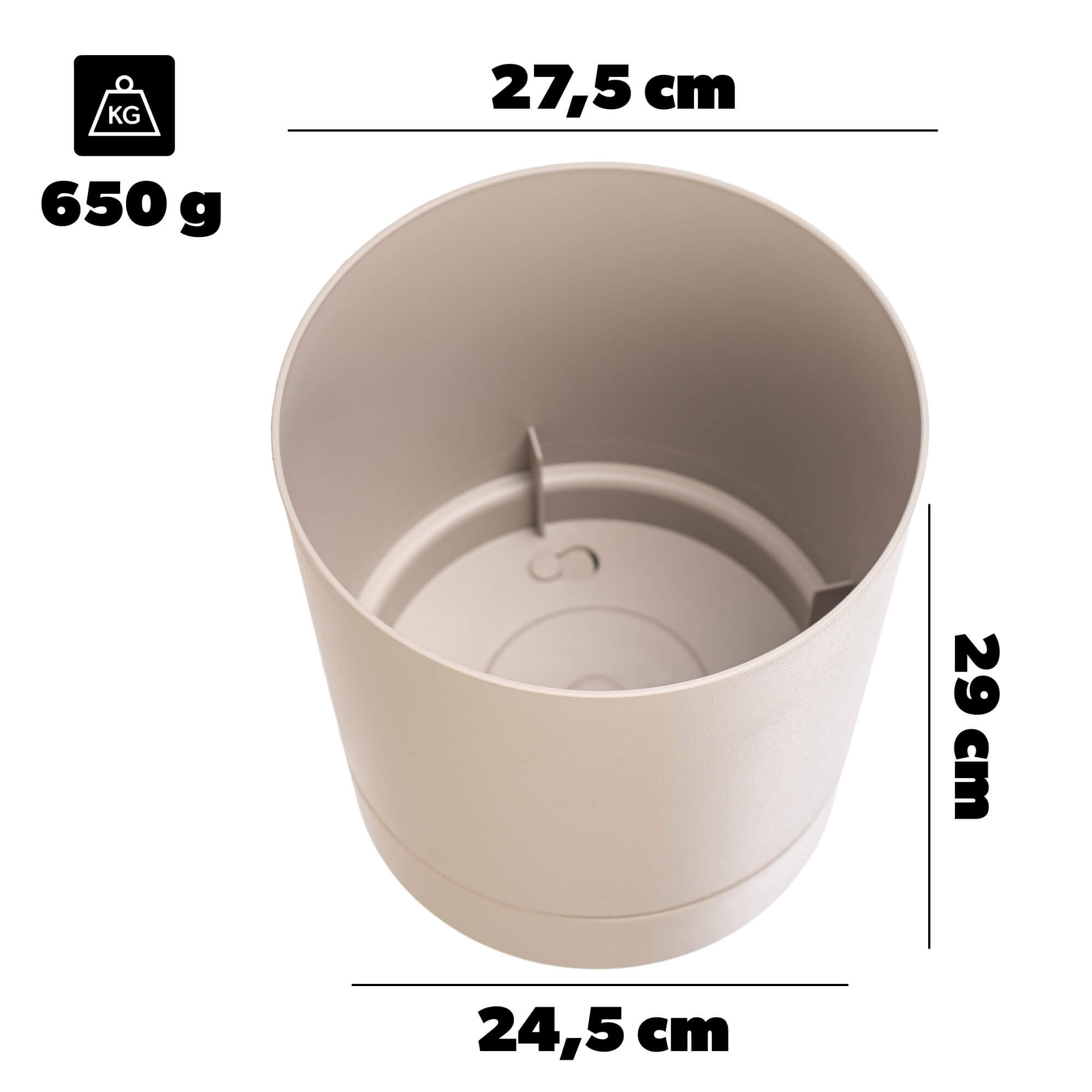 Donica z podstawką Verri 27.5 cm beżowa