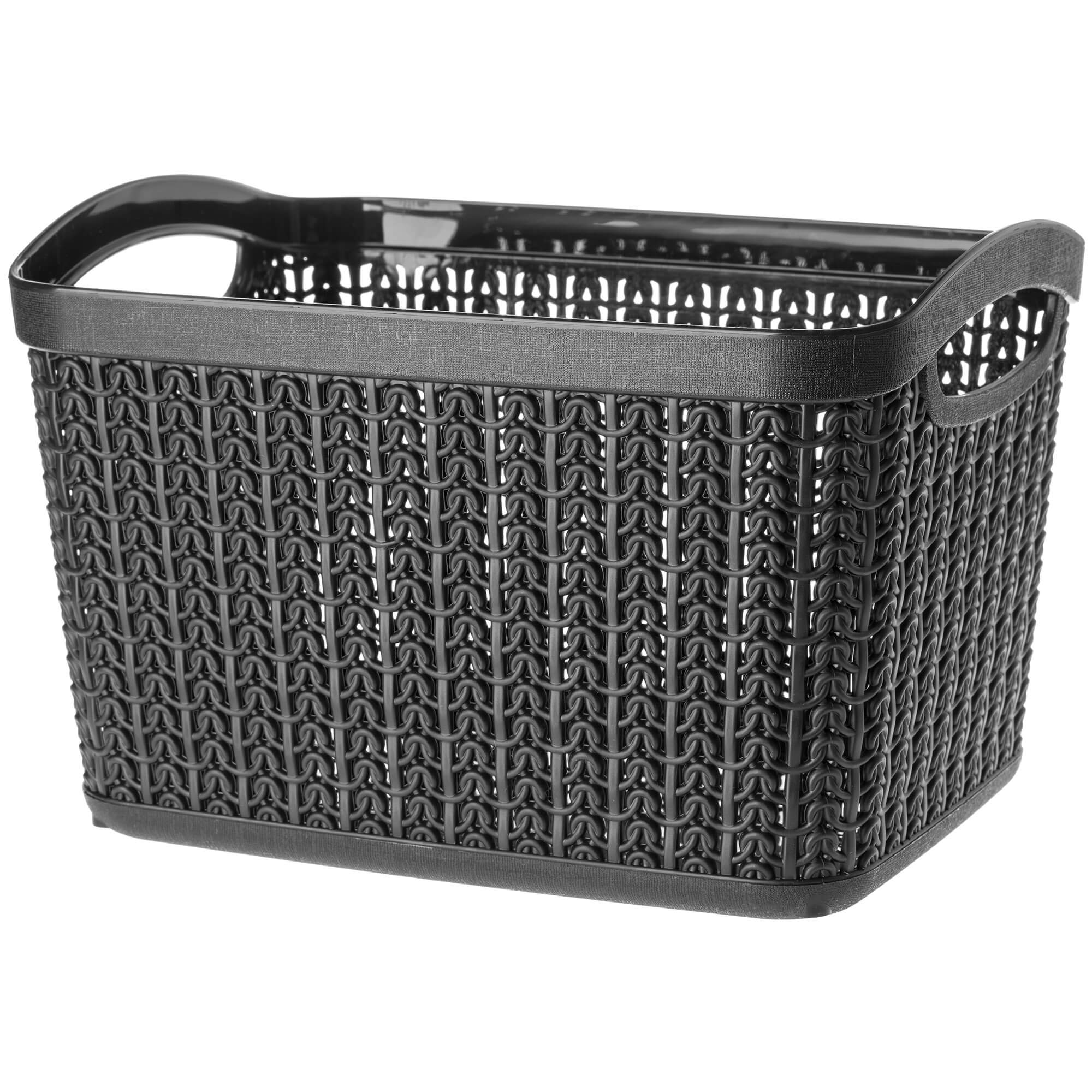 Koszyk plastikowy prostokątny Fonti 6.6L, czarny, 2szt.