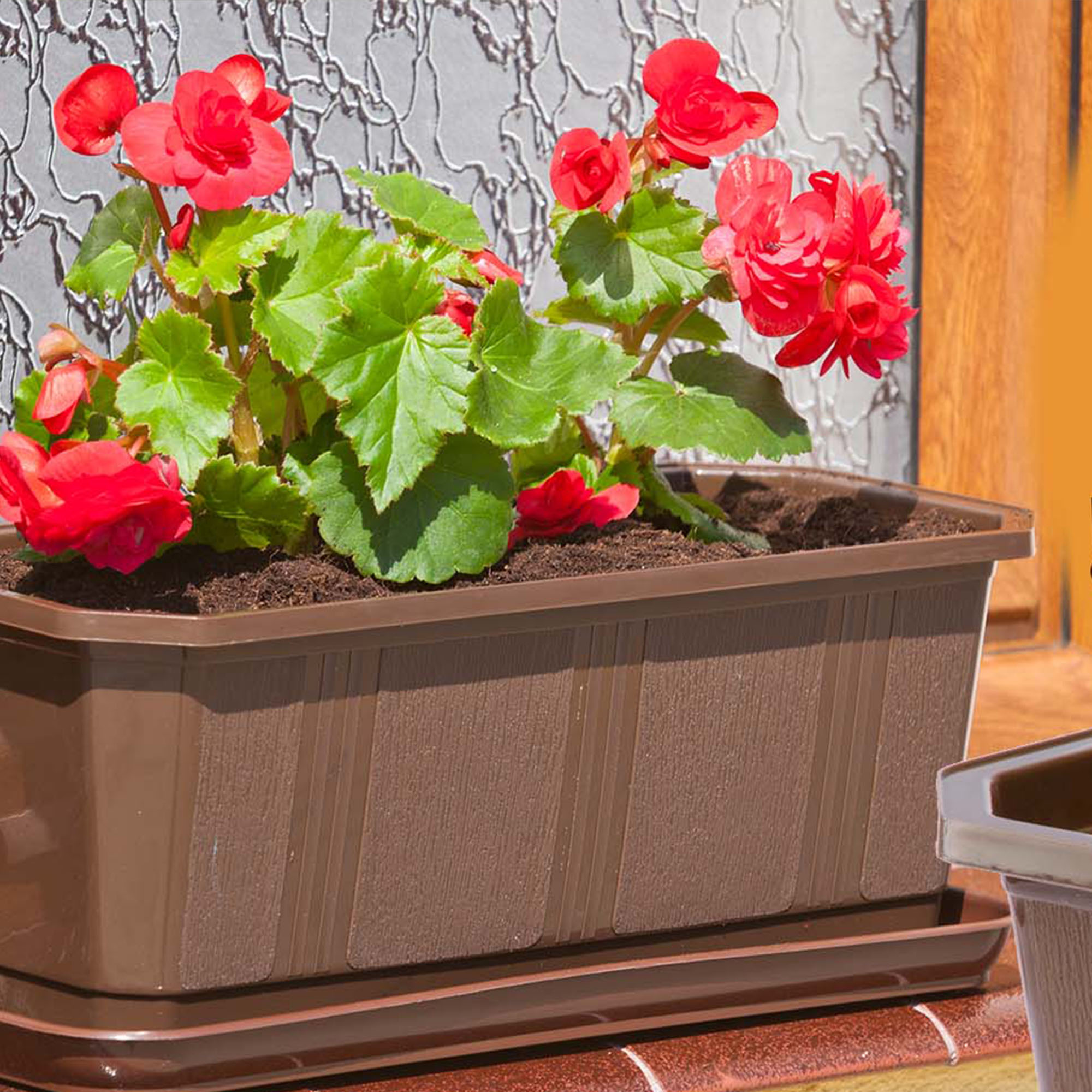 Doniczka balkonowa z uchwytami brązowa Oste 60 cm, 4 szt.