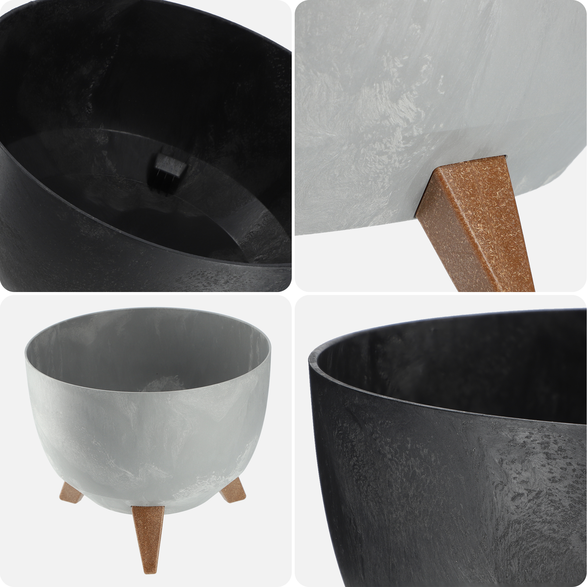 Misa na kwiaty z nóżkami Mably 47 cm czarny beton