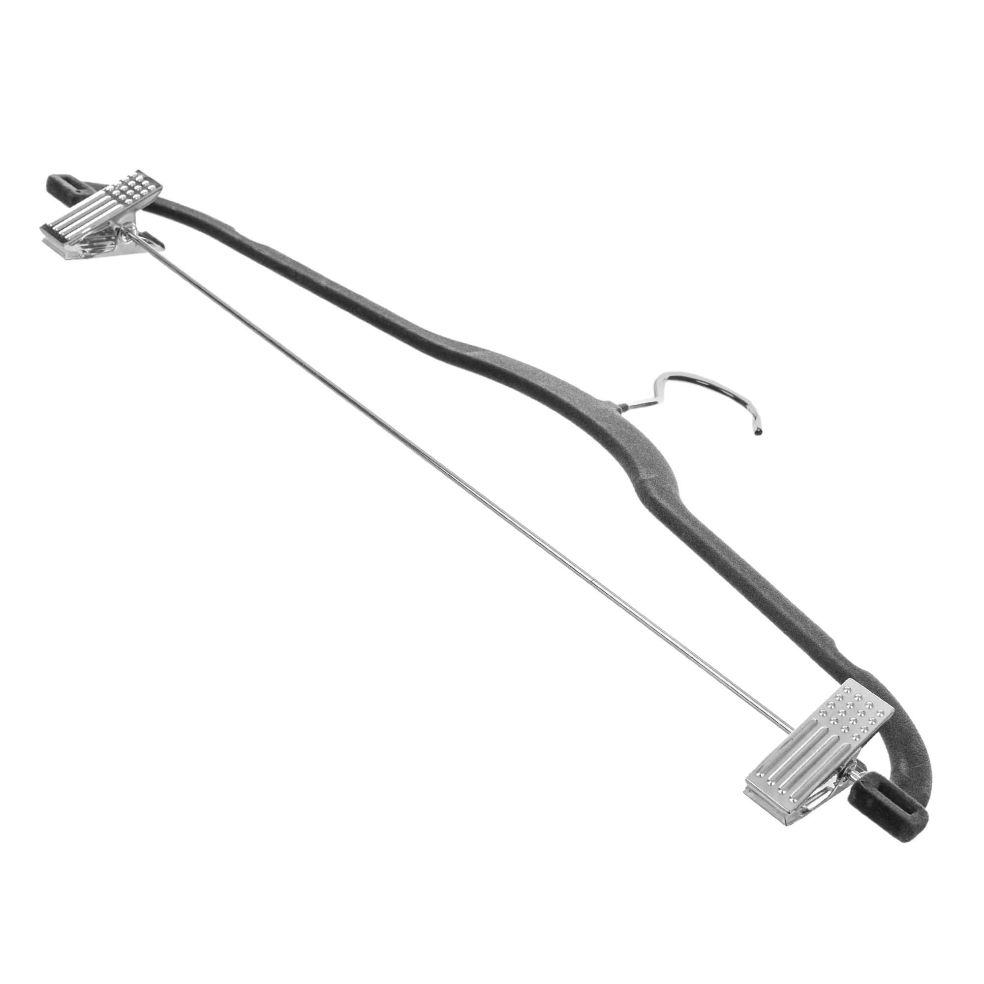 Wieszak flokowany z klipsami na ubrania Aube ciemny szary 3 szt.