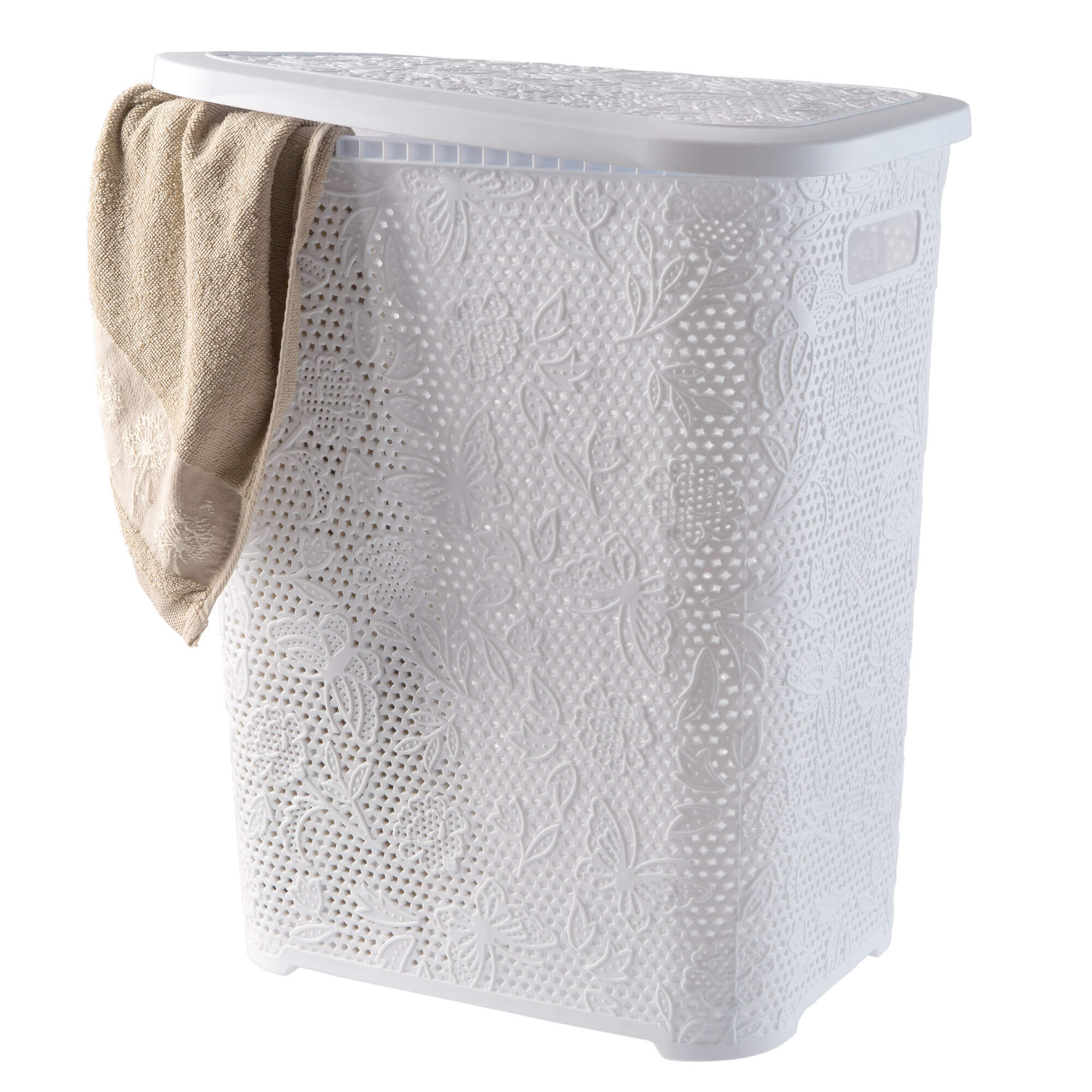 Kosz z pokrywą na bieliznę i ubrania Aglio 55L, biały