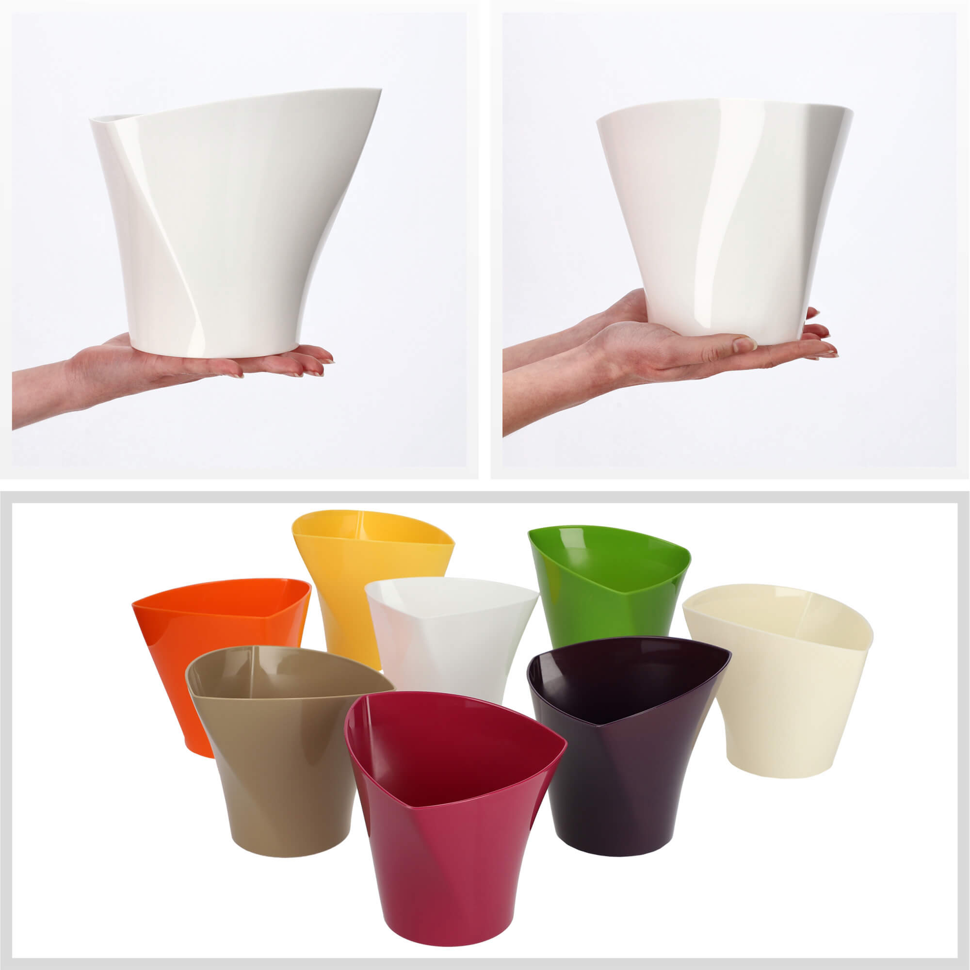 Doniczka asymetryczna 19 cm, biała