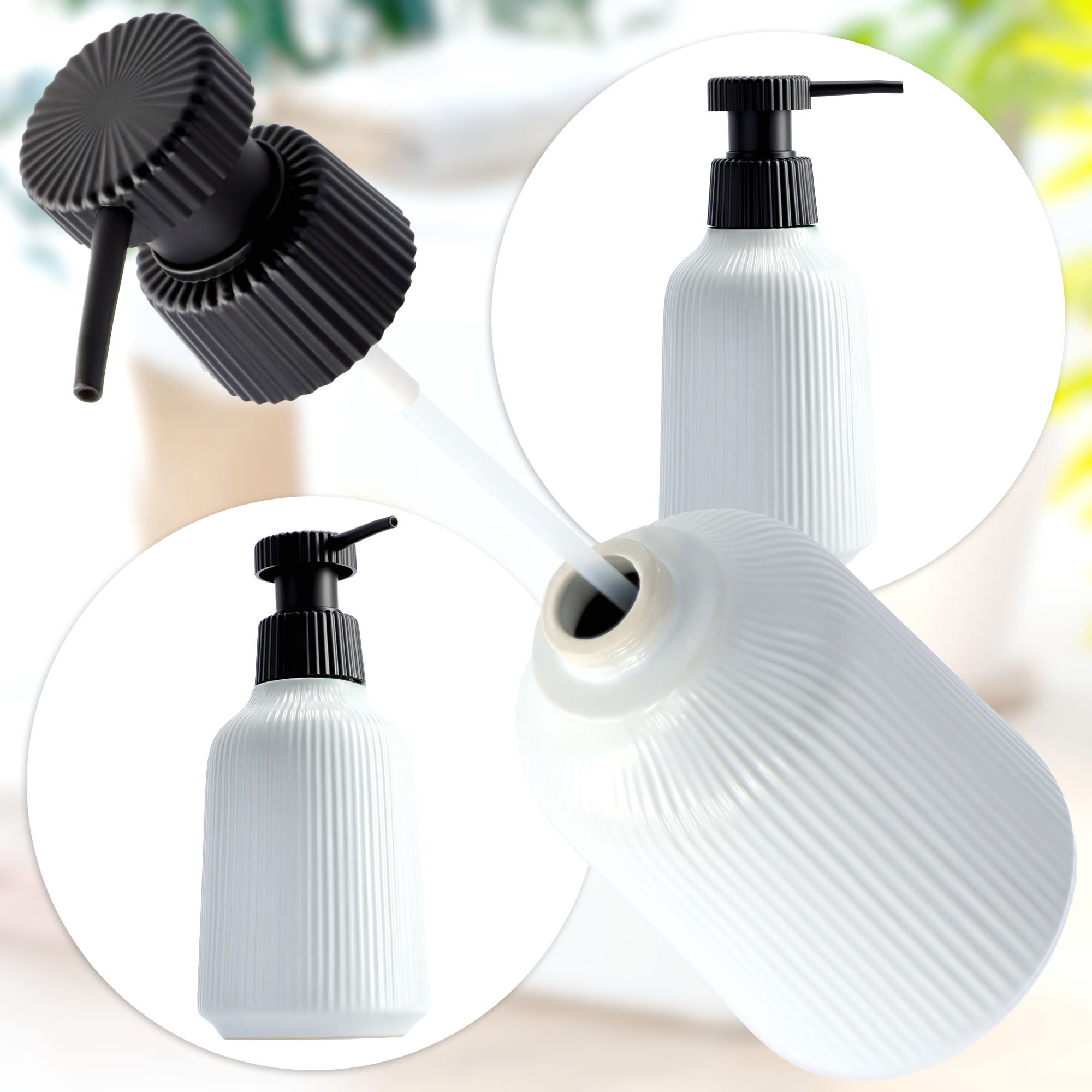 Zestaw łazienkowy Mataro szczotka do WC + dozownik na mydło, biały