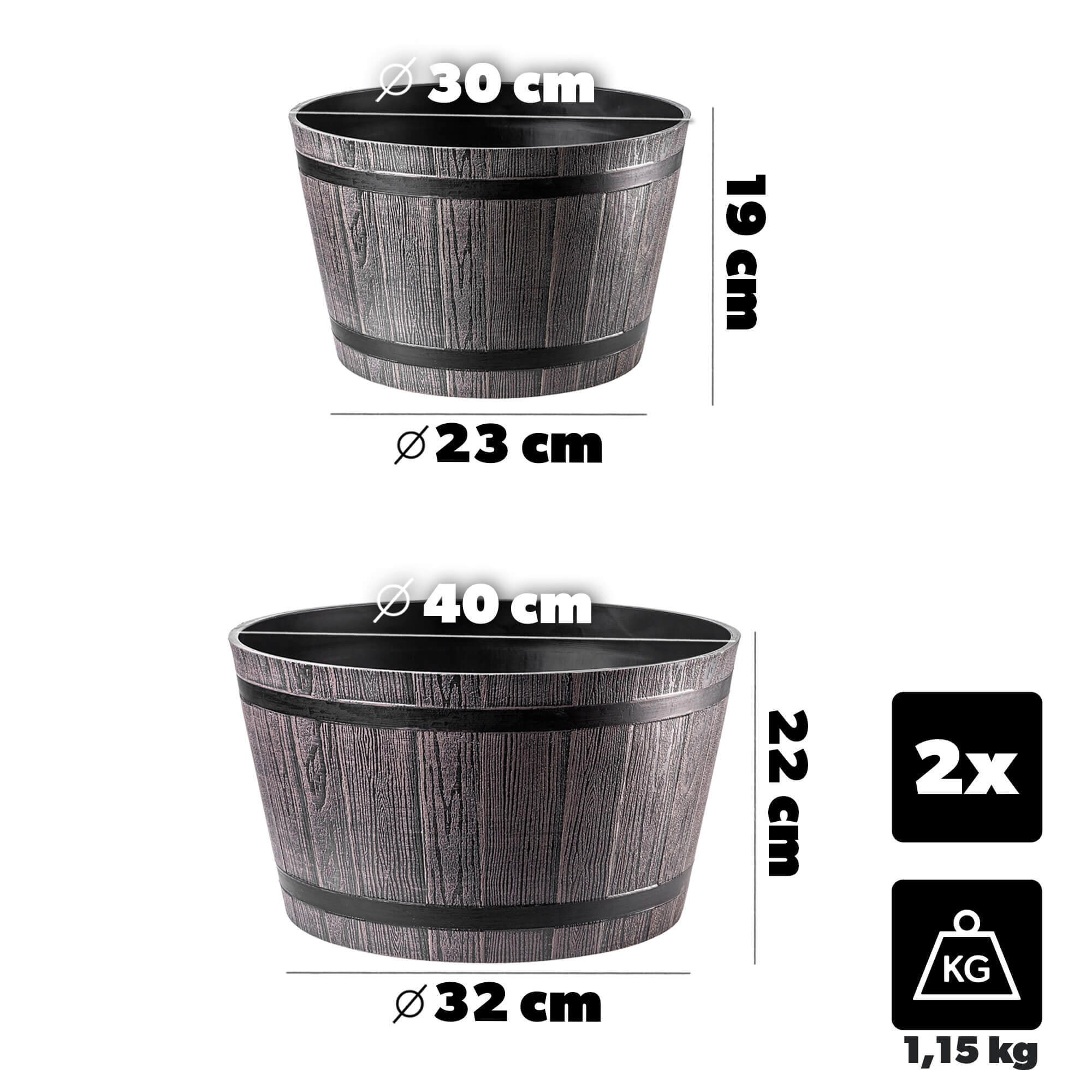 Donica na kwiaty Sori 30, 40 cm, ciemny brąz