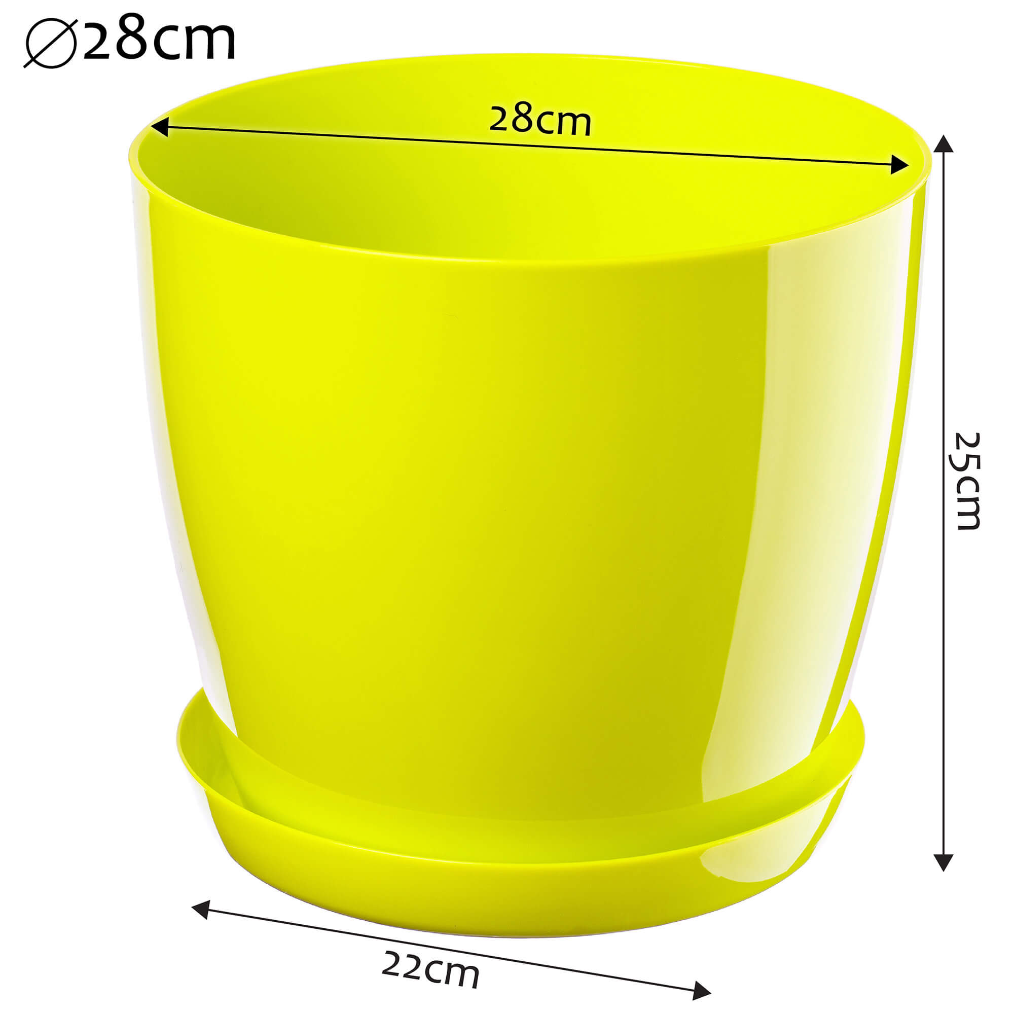 Doniczka na kwiaty z podstawką 28 cm, limonkowa