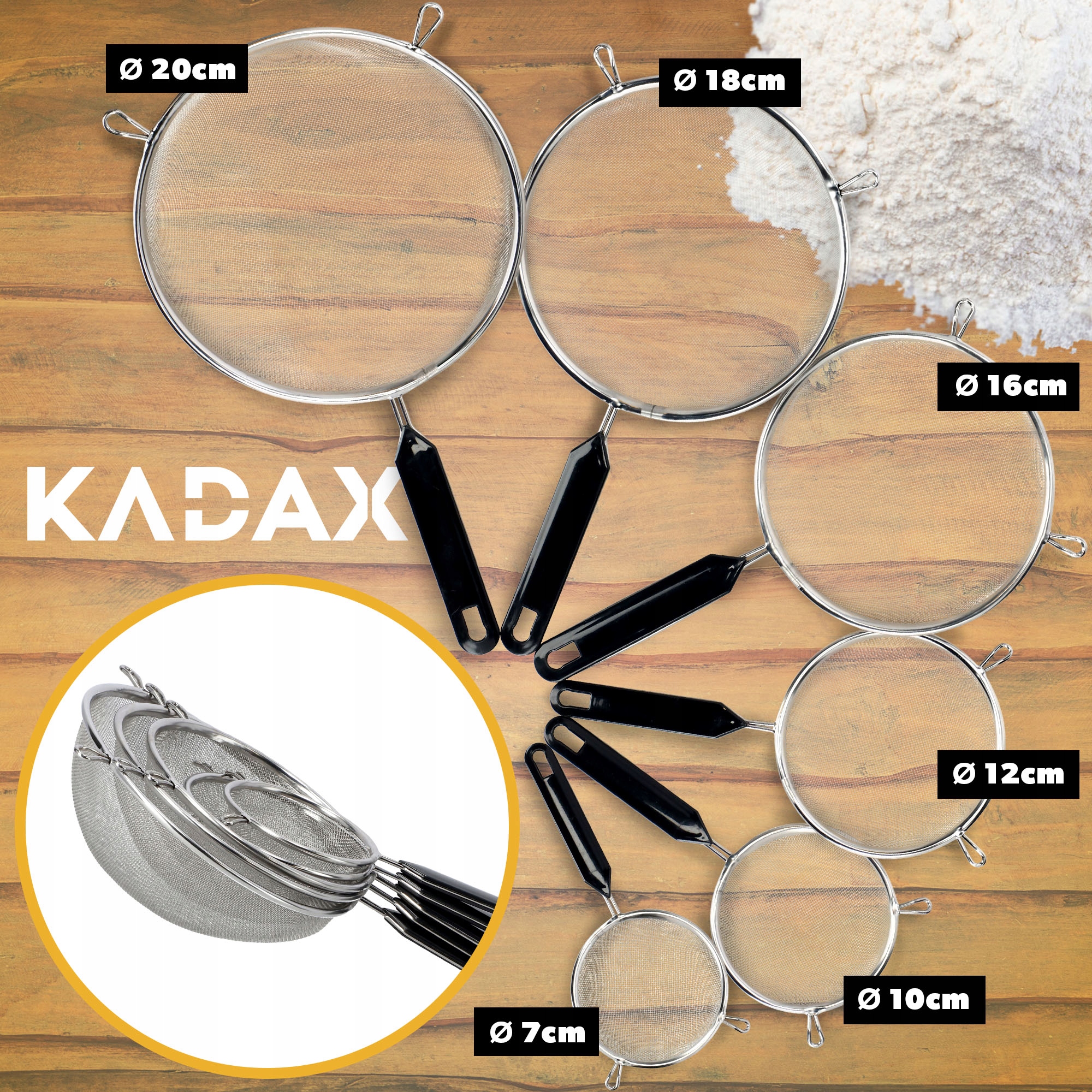 Sitko kuchenne nierdzewne 10 cm, antracyt
