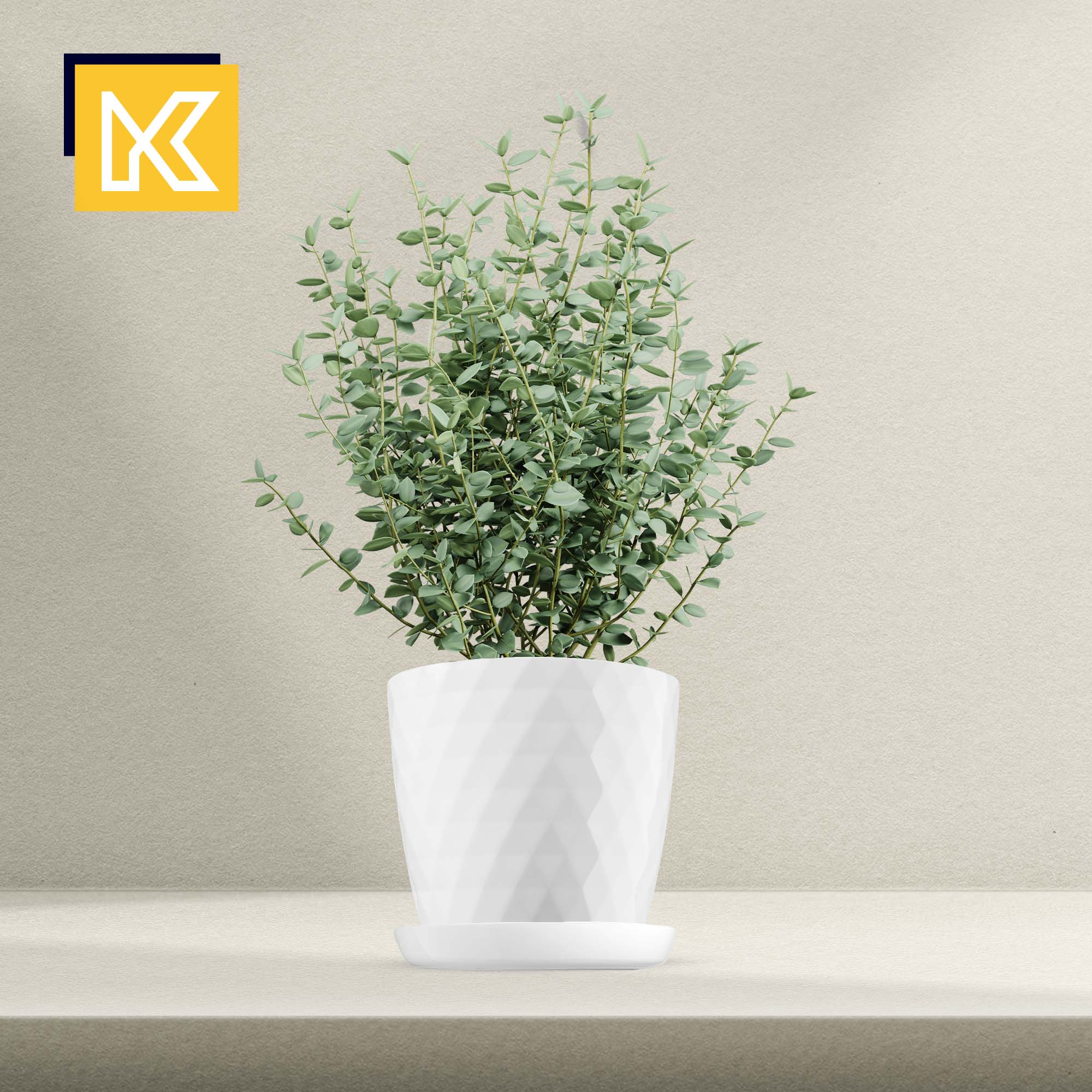 Doniczka na kwiaty z podstawką 12 cm, biała