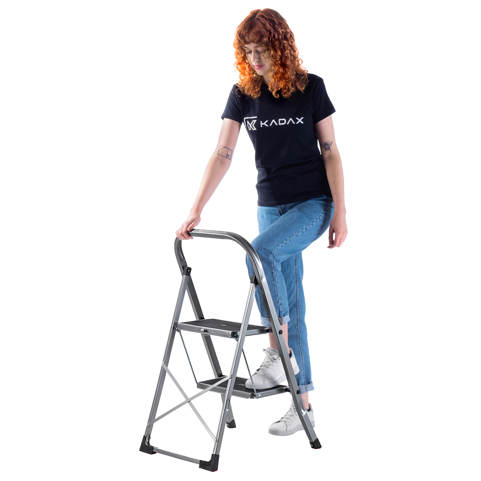 Drabinka aluminiowa Borne 2 stopnie, srebrna