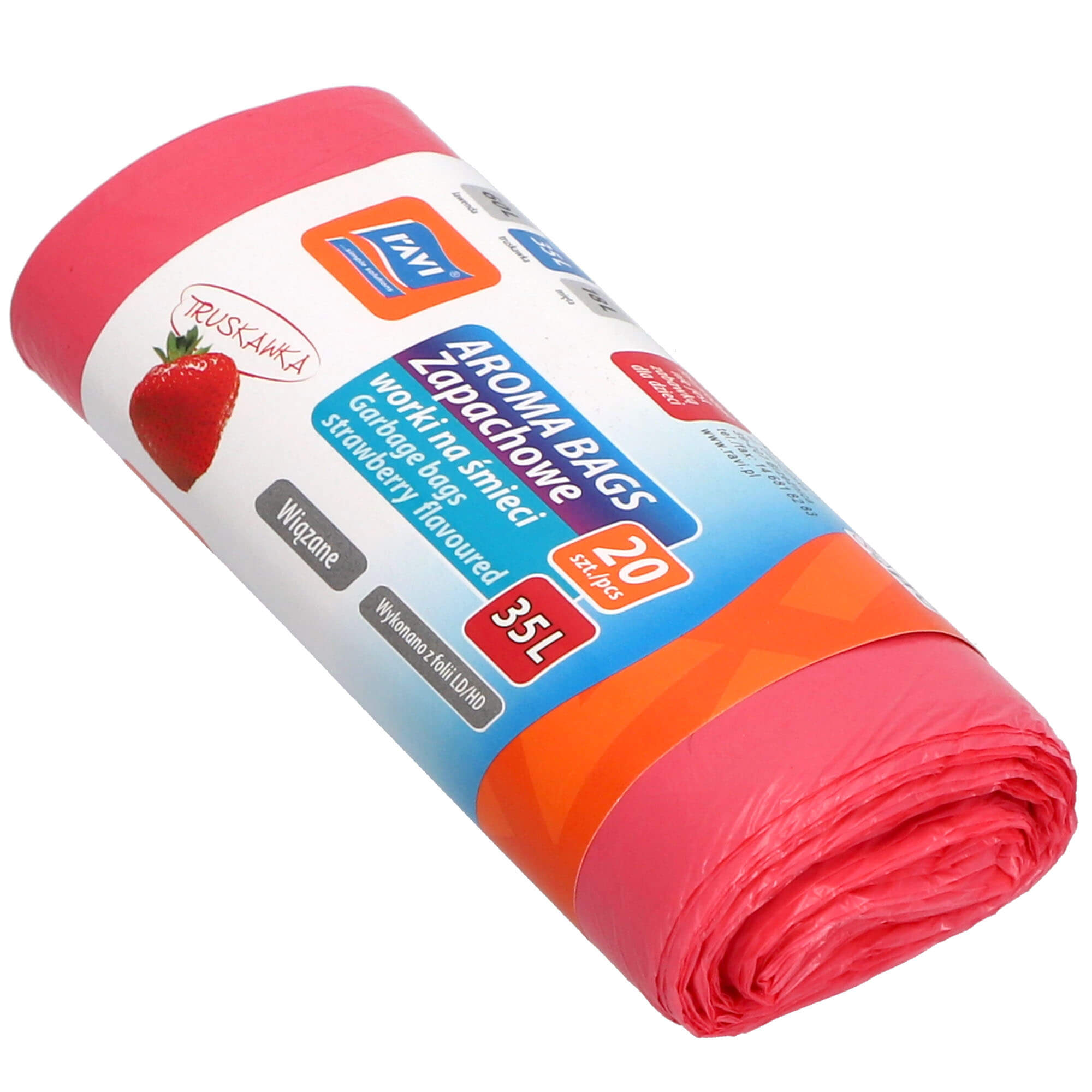 Worki na śmieci truskawkowe Ravi Aroma Bags 35L, 20 szt.