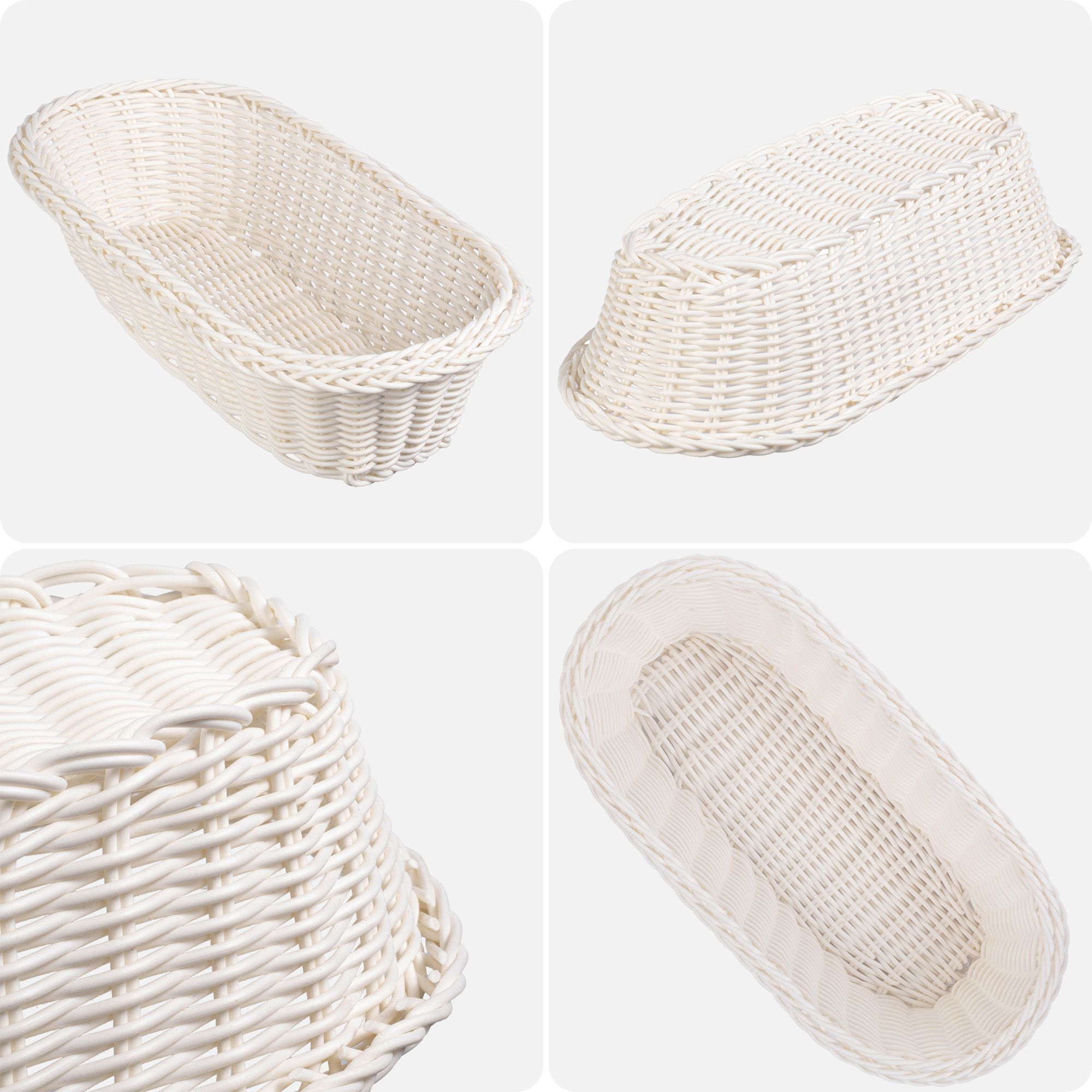 Koszyk pleciony Arezzo podłużny, kremowy