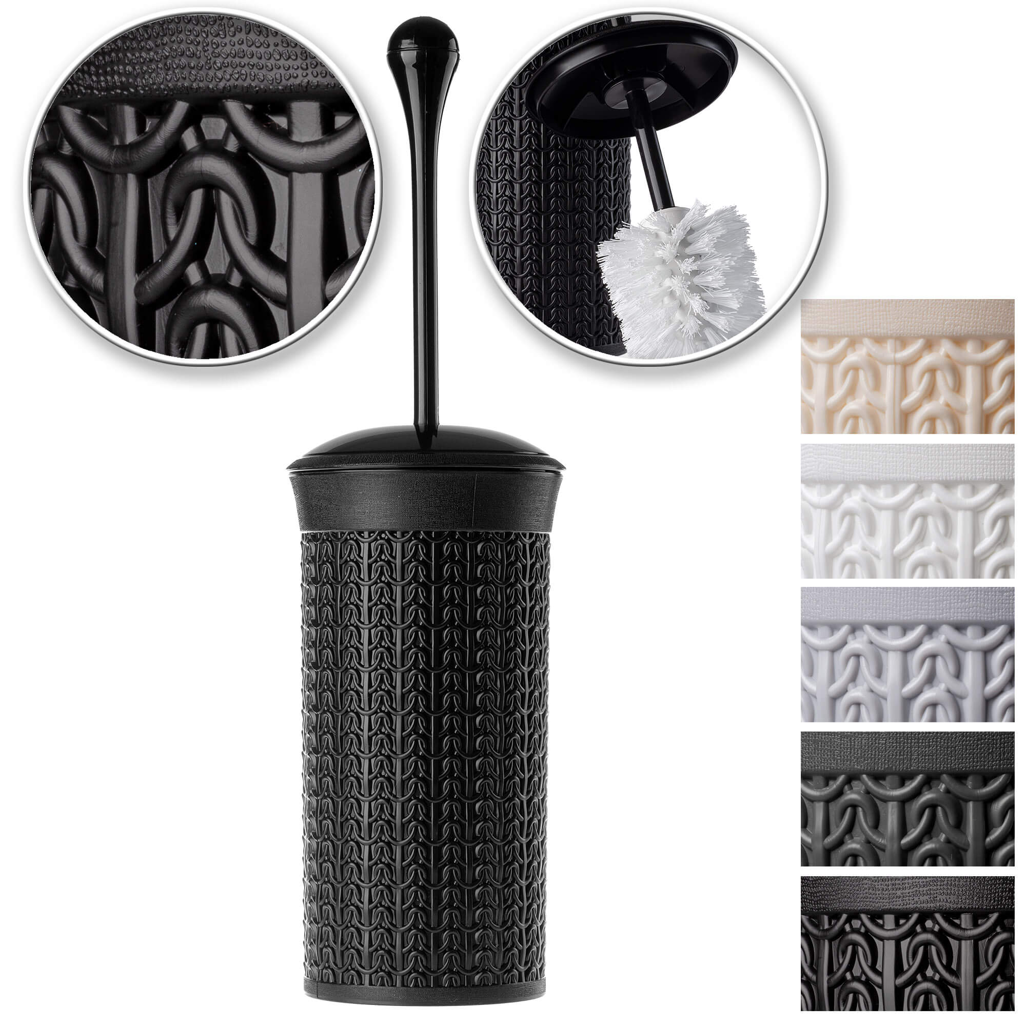 Szczotka do WC z pojemnikiem Linxe, 40 cm, czarna