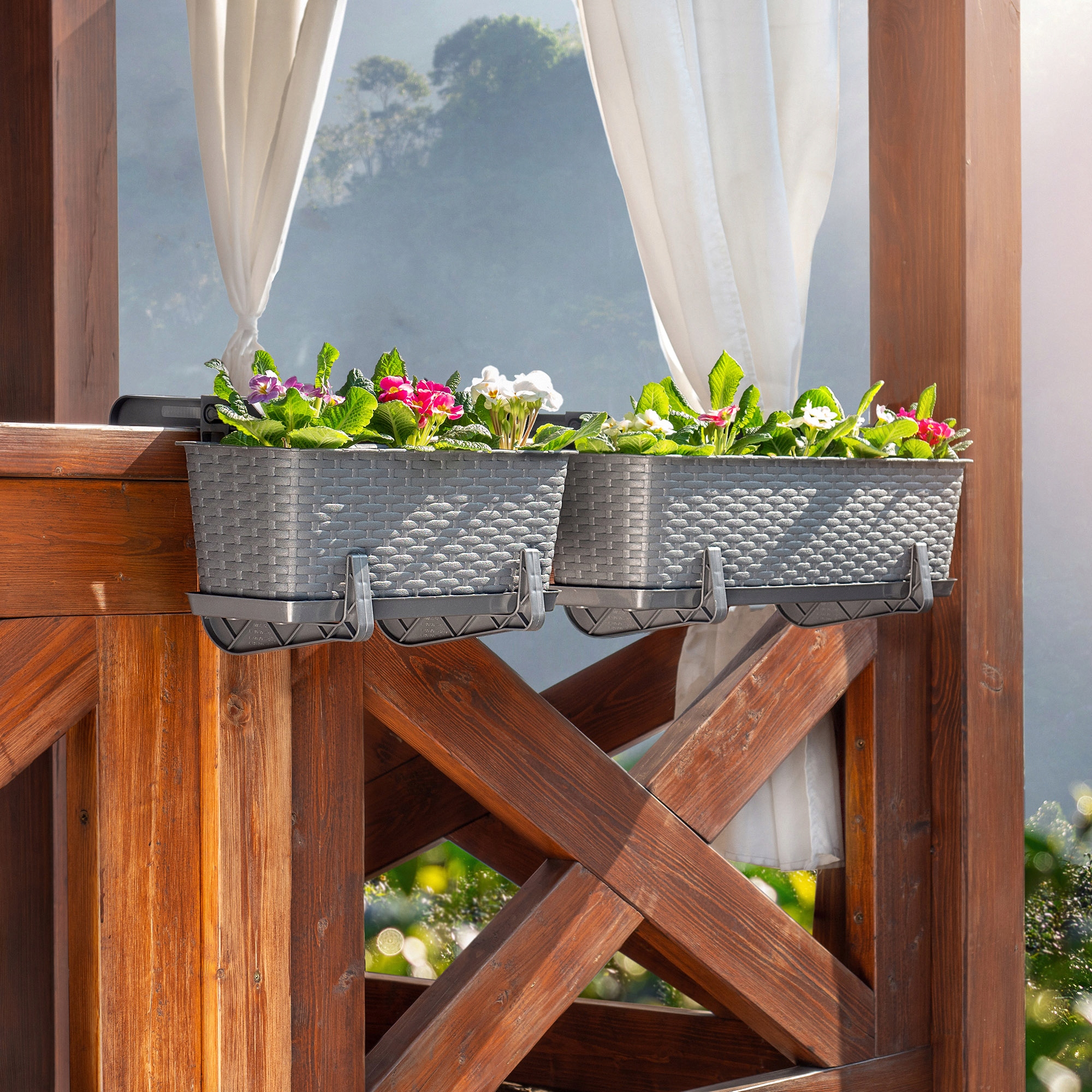 Uchwyt na doniczkę balkonową grafit, 2 szt.