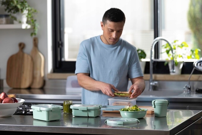 Pojemnik na żywość okrągły 1L Curver Smart Eco, zielony