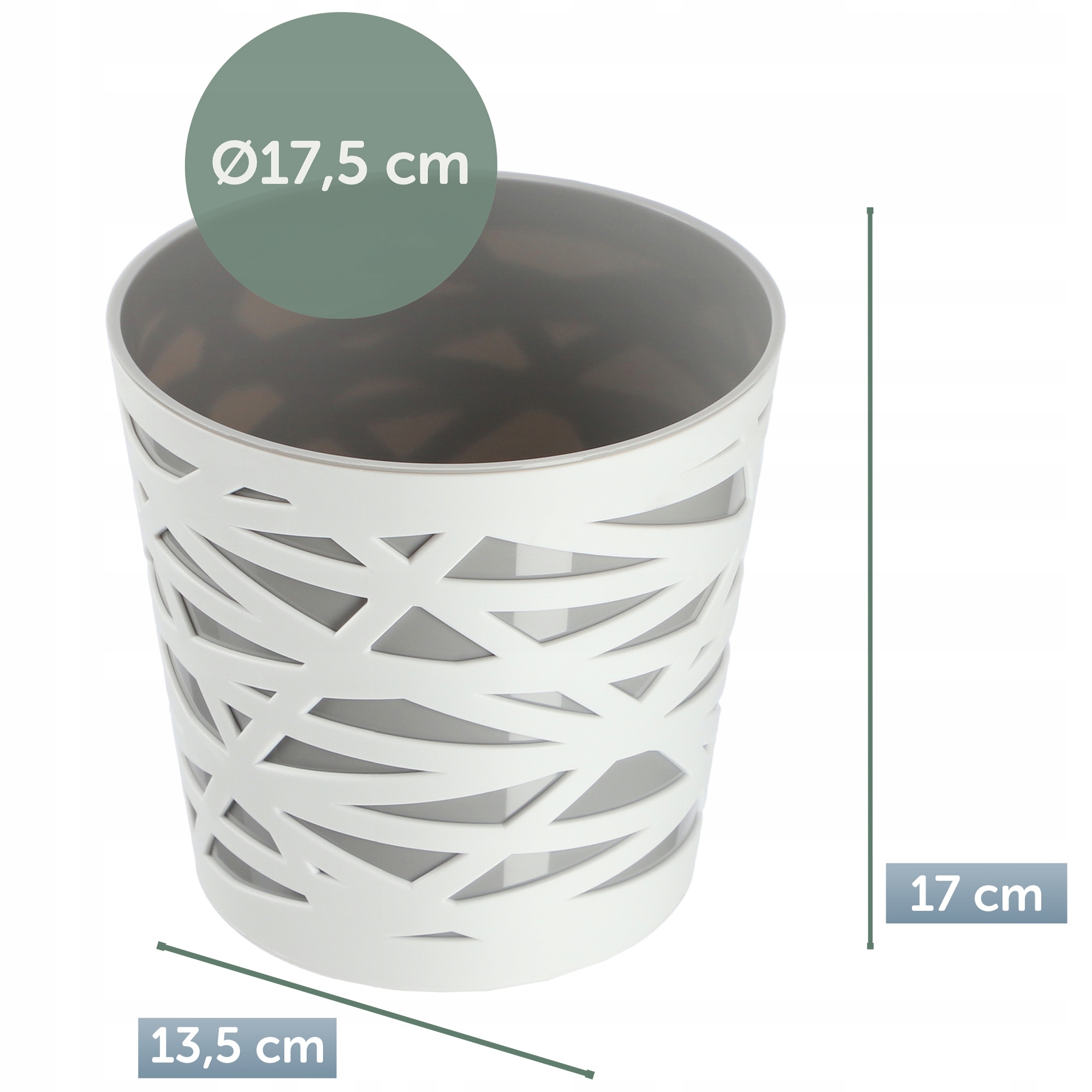 Doniczka z wkładem Rusio 17 cm, szara