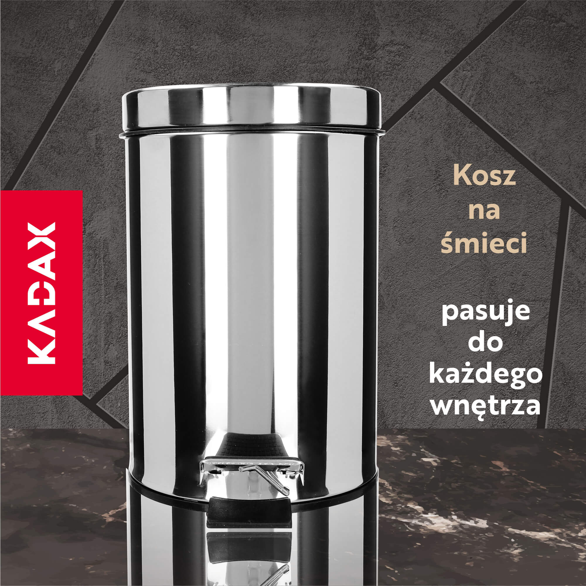 Stalowy kosz na śmieci otwierany na pedał 3L