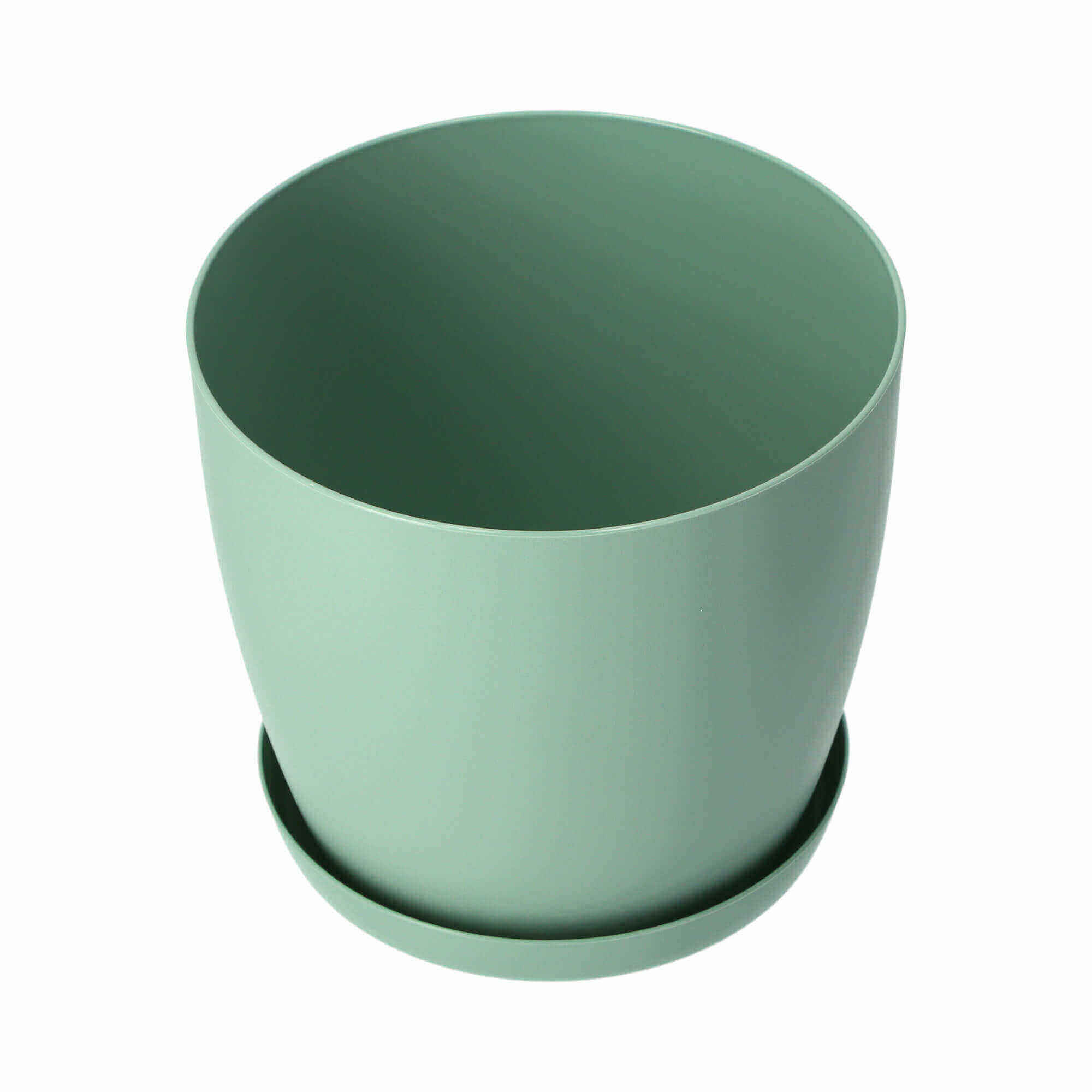 Doniczka Agen z podstawką 16 cm, matowa zielona