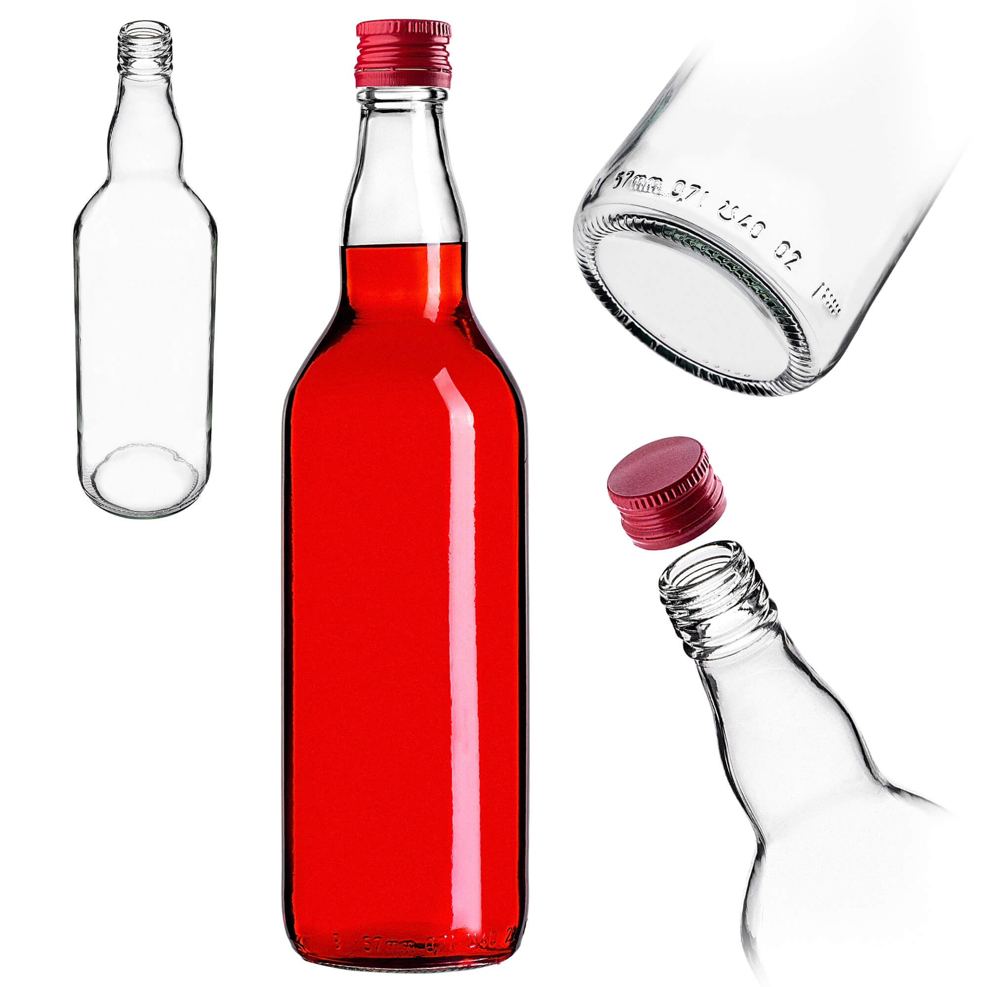 Szklana butelka Monopol 700ml z czerwoną zakrętką 1 szt.