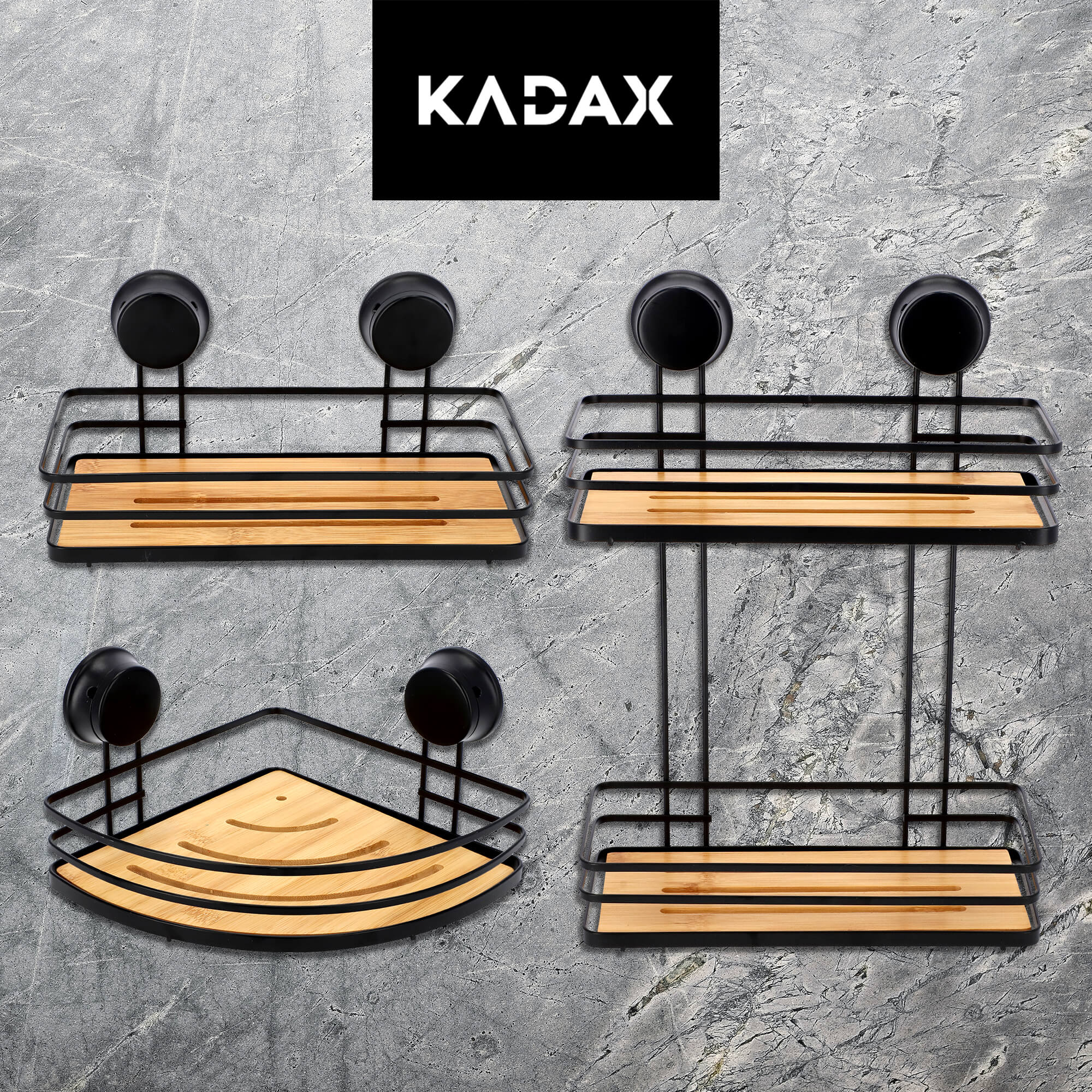 Półka narożna łazienkowa Cima 21 x 19 cm, czarna