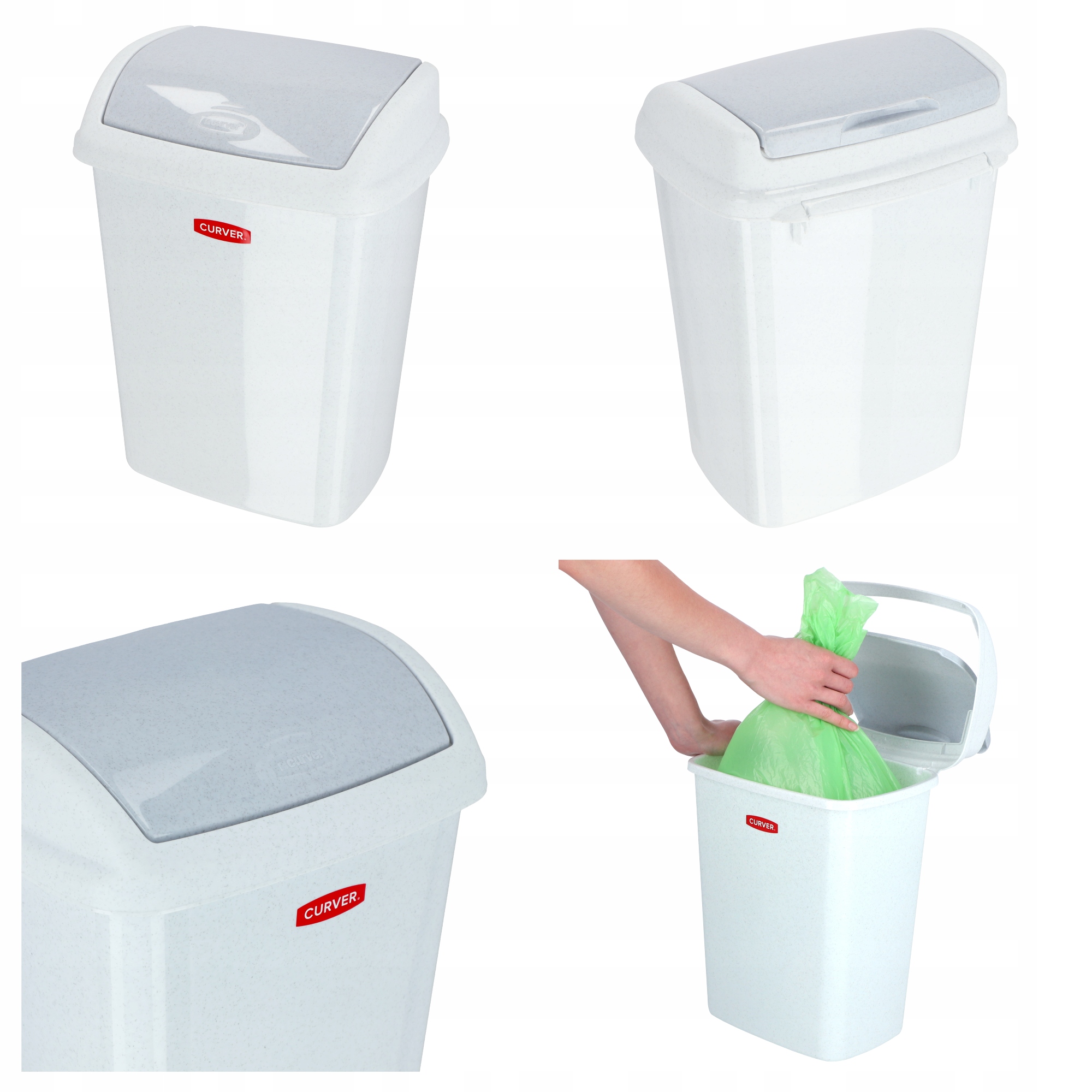 Kosz na śmieci uchylny Curver Dominik 10L, granitowy