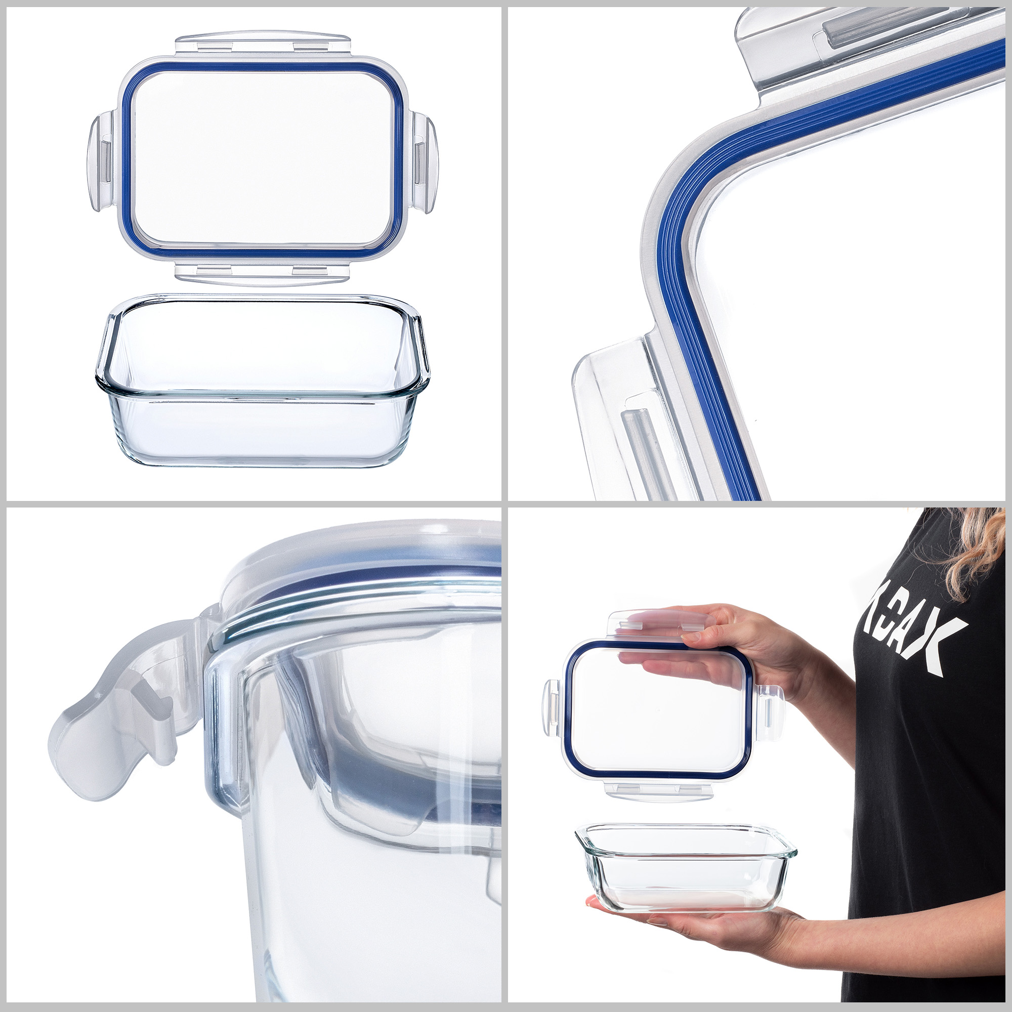 Szklany pojemnik na żywność Athie 640ml prostokątny