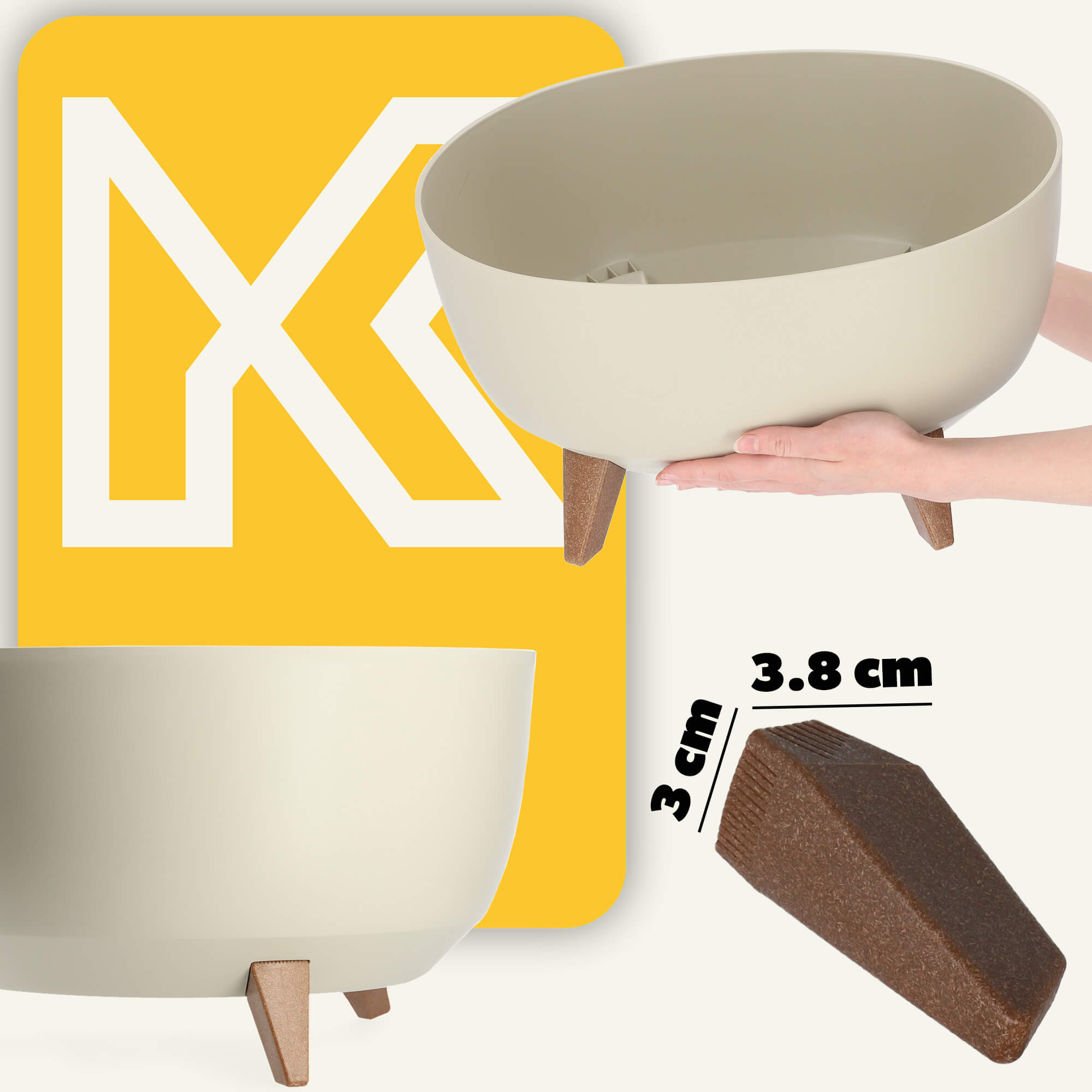 Misa na kwiaty z nóżkami 40 cm, kremowa