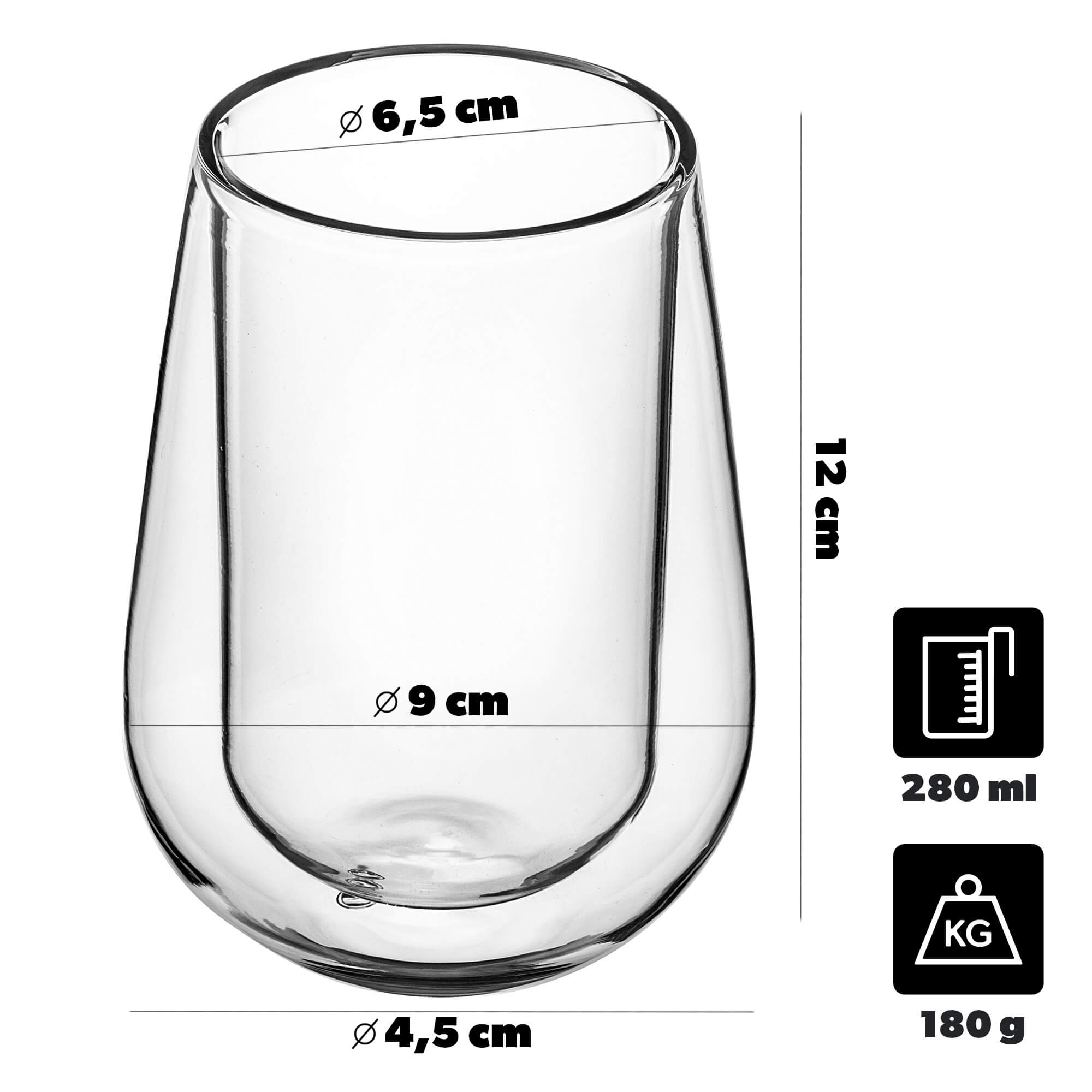 Szklanki termiczne z podwójną ścianką 280 ml 6 szt.