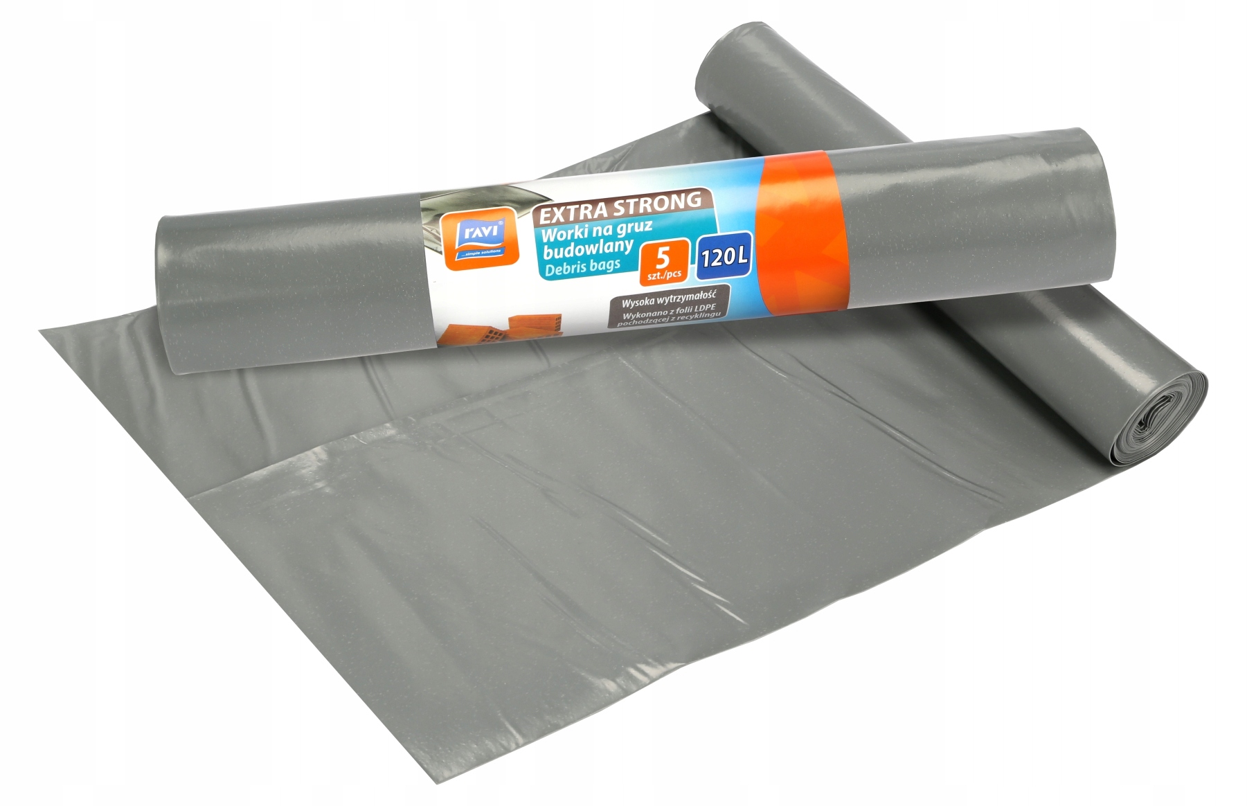 Worki na śmieci i gruz Ravi Extra Strong 120L , 5 szt.