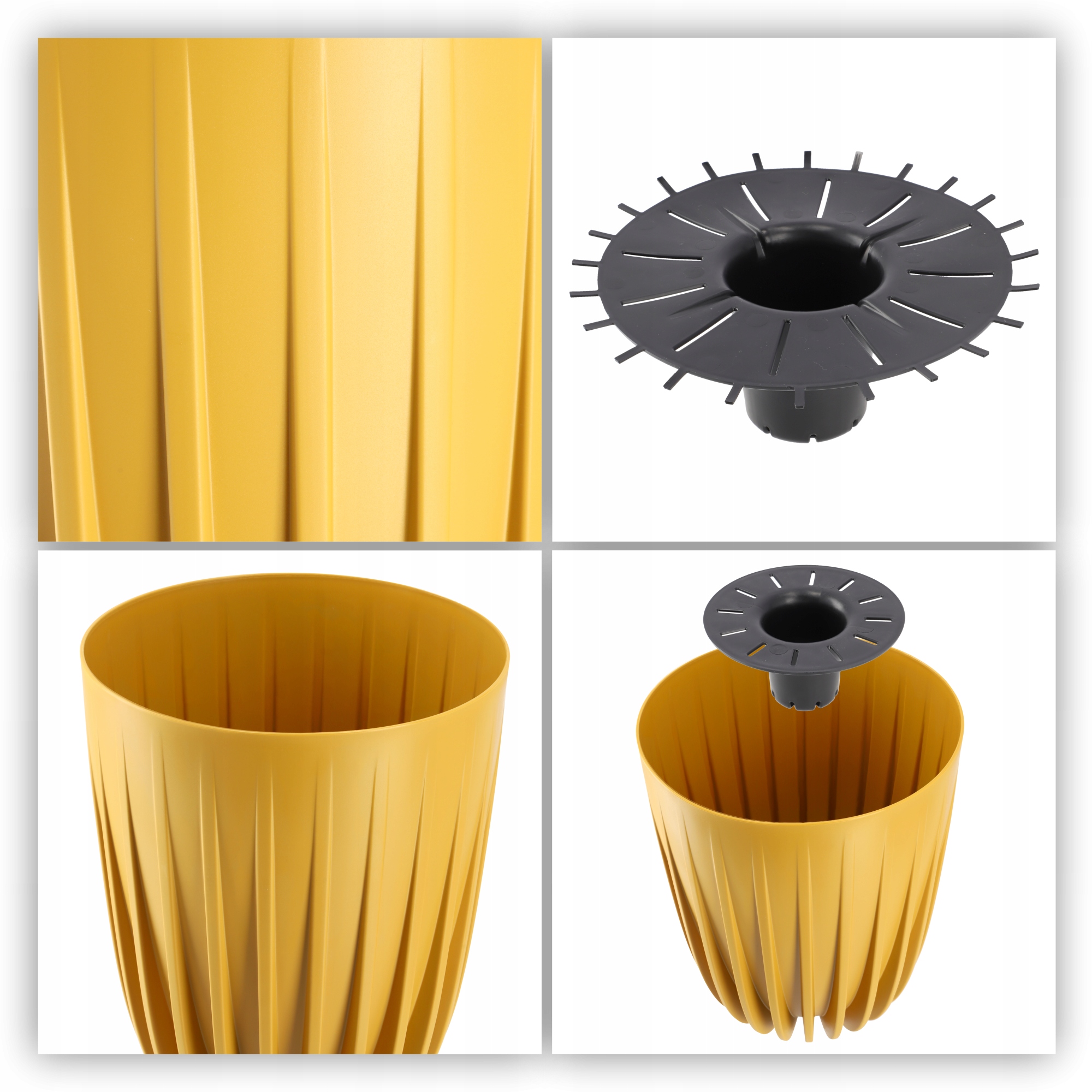 Eko doniczka z wkładem Costa 30 cm, musztardowa