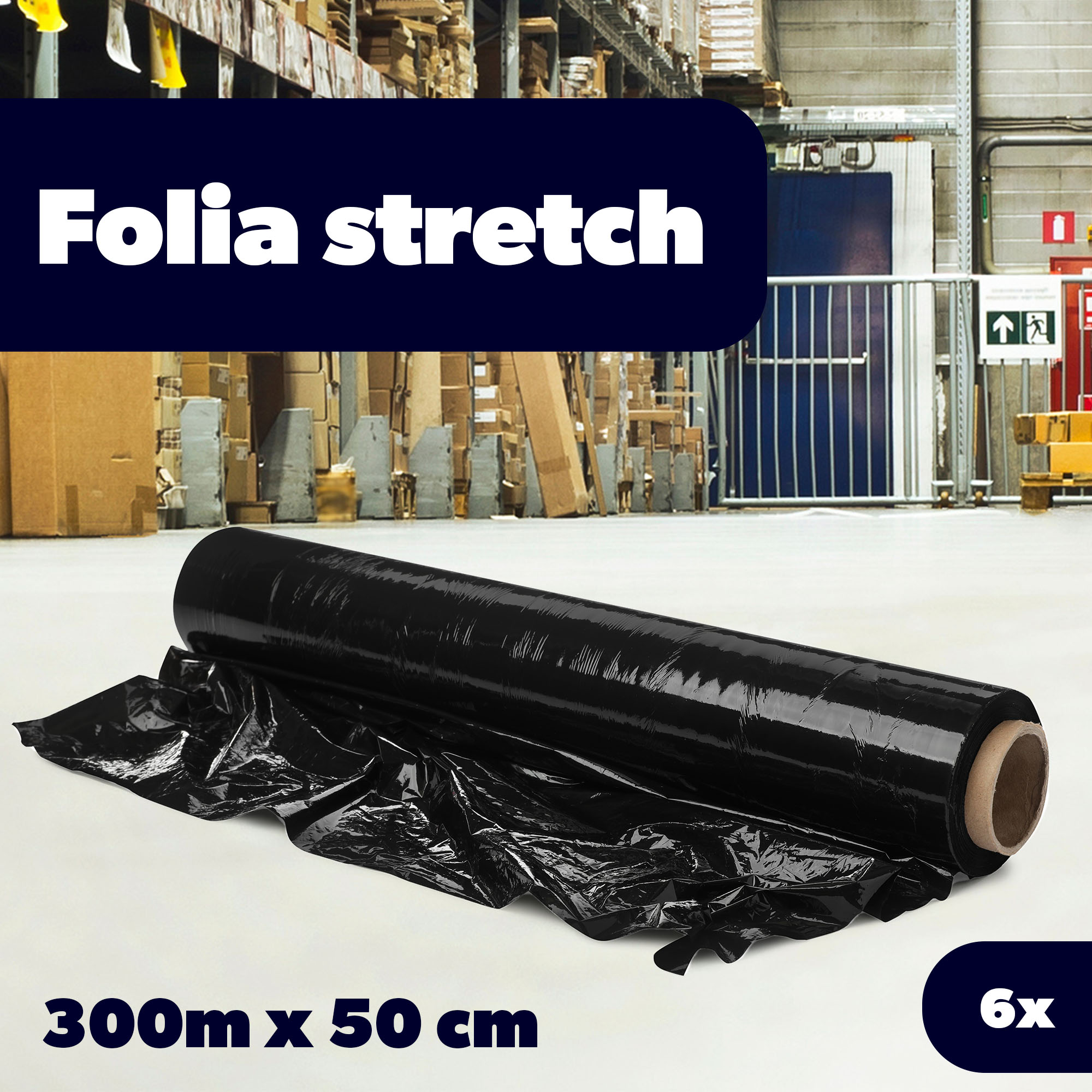 Folia stretch czarna Chas 6 szt 300m
