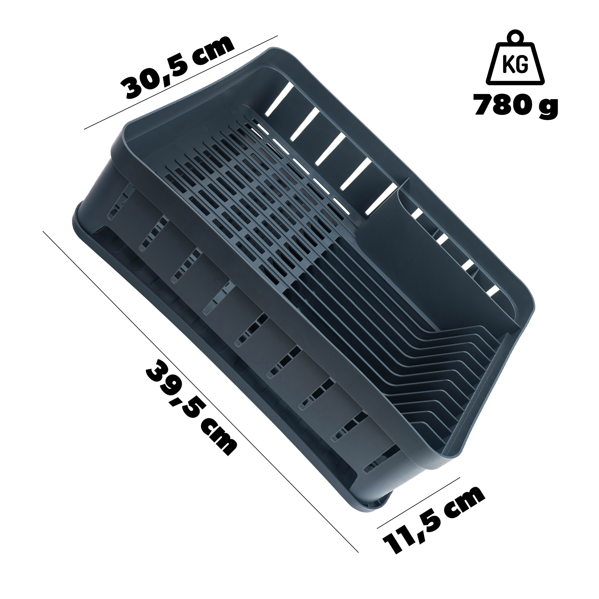 Suszarka do naczyń + mata Teppa ciemny szary