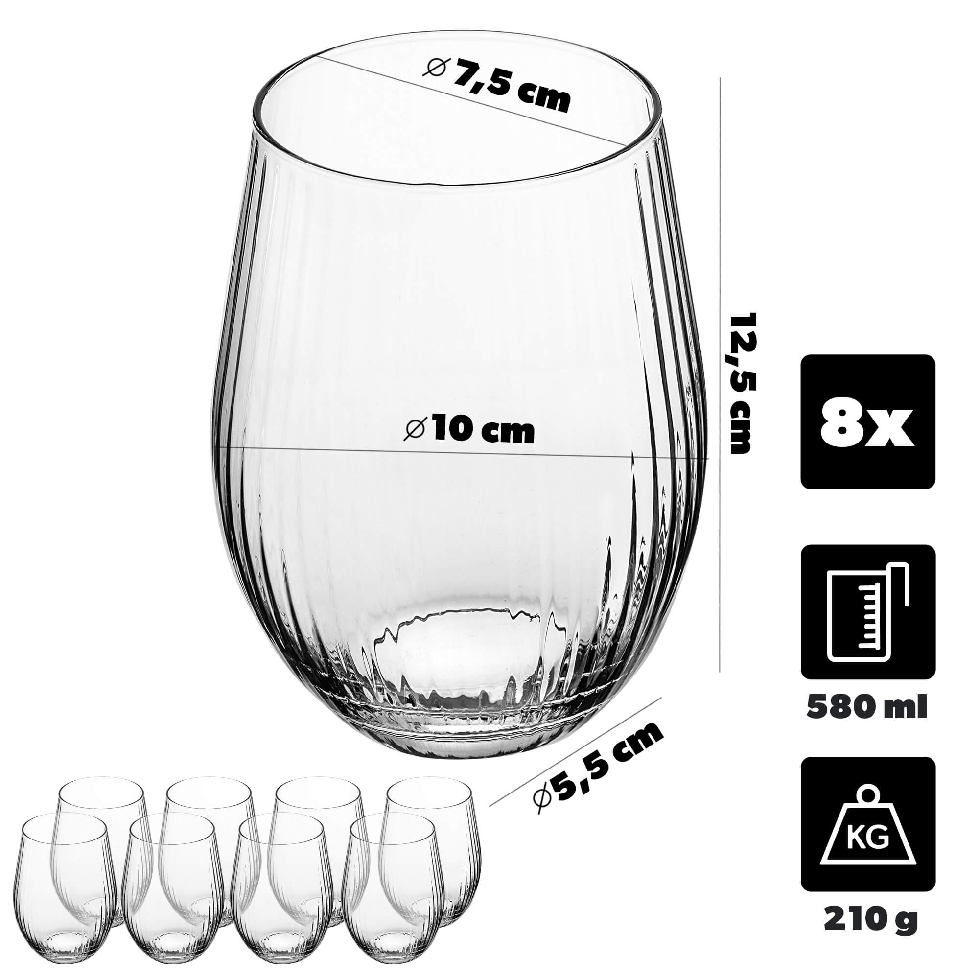 Szklanki do drinków i napojów Tonda 580ml 8 szt.