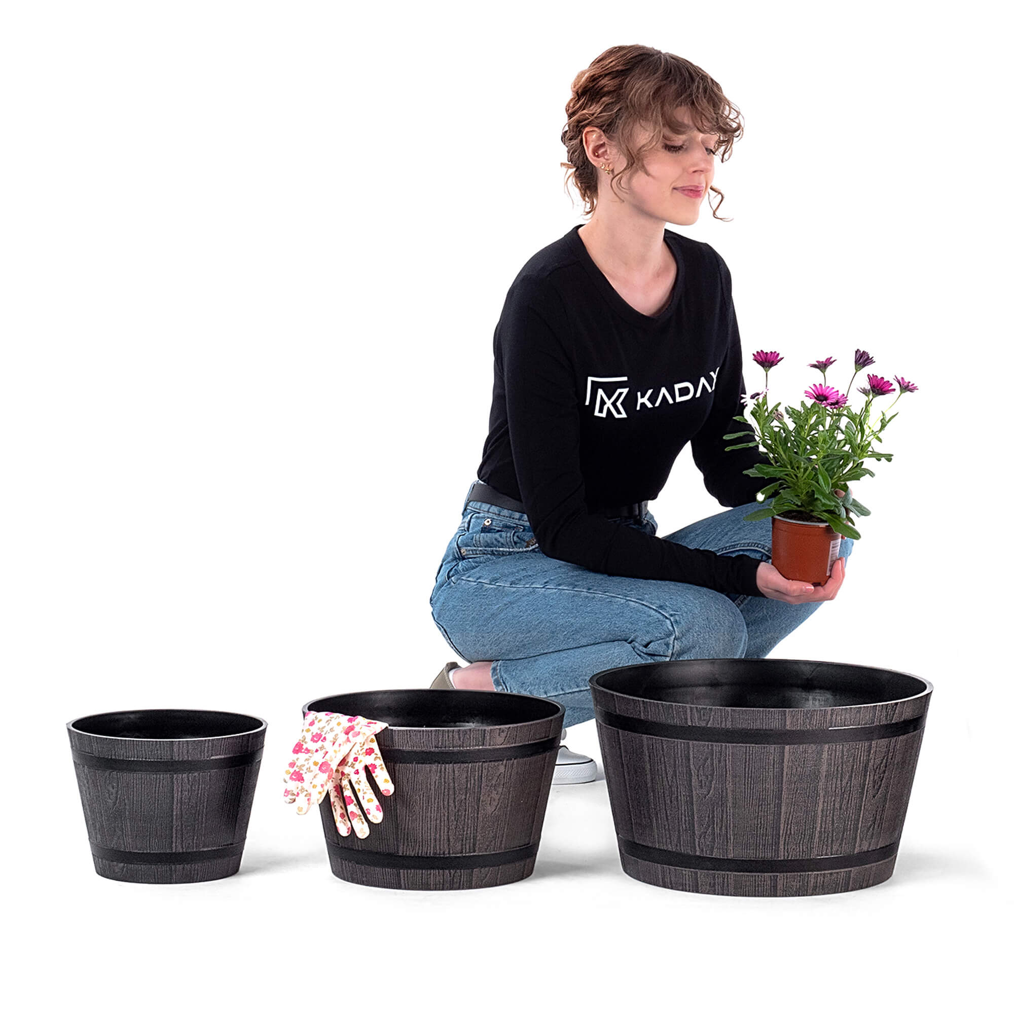 Donica na kwiaty Sori 23, 30, 40 cm, ciemny brąz