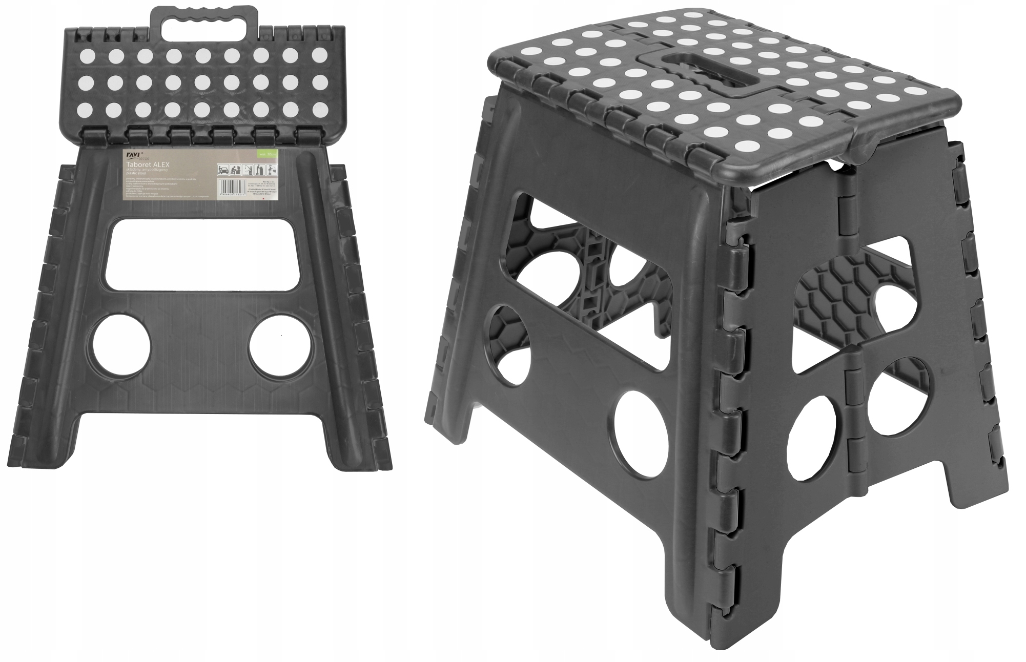 Taboret składany Ravi Alex 32 cm, szary