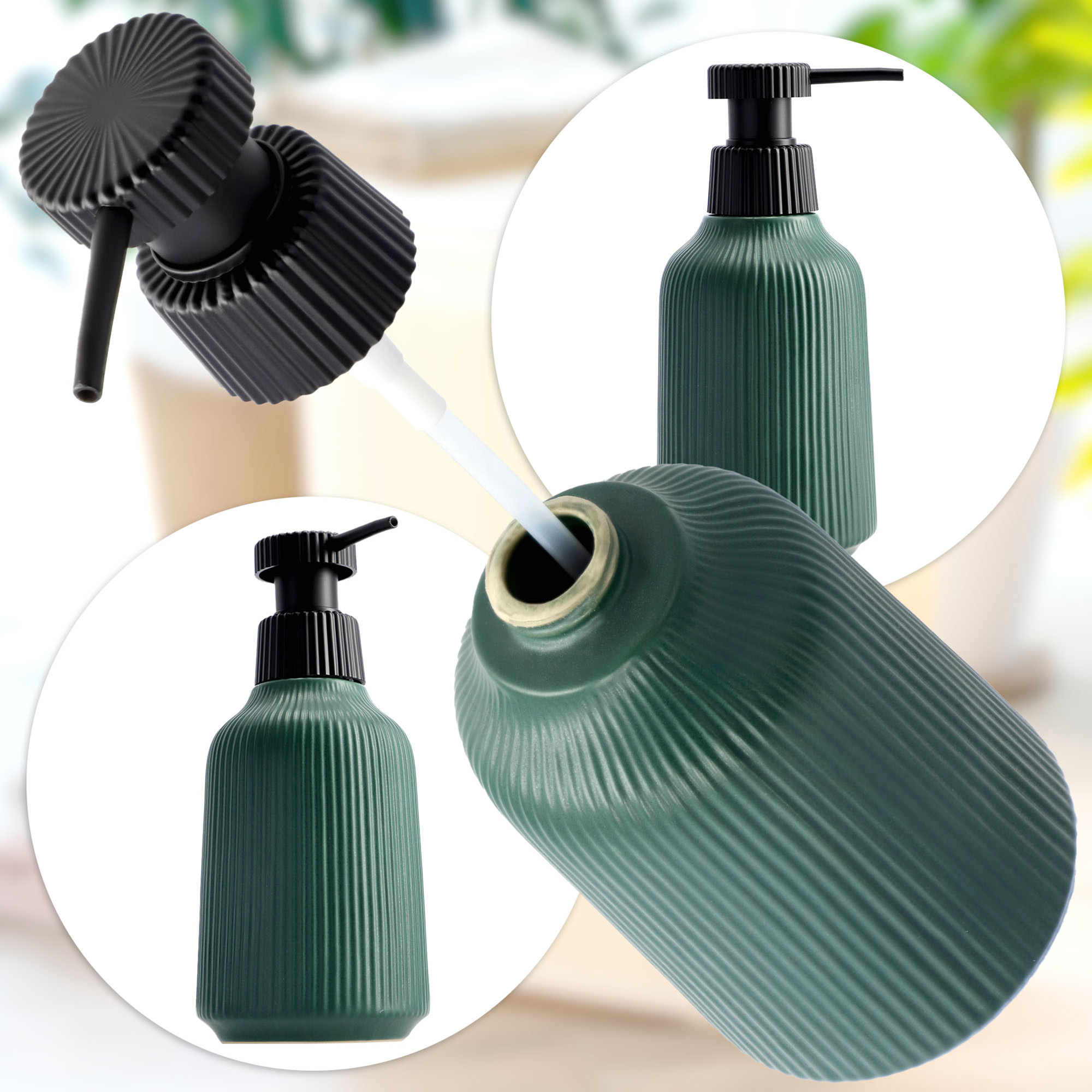 Zestaw łazienkowy Mataro szczotka do WC + dozownik na mydło, zielony