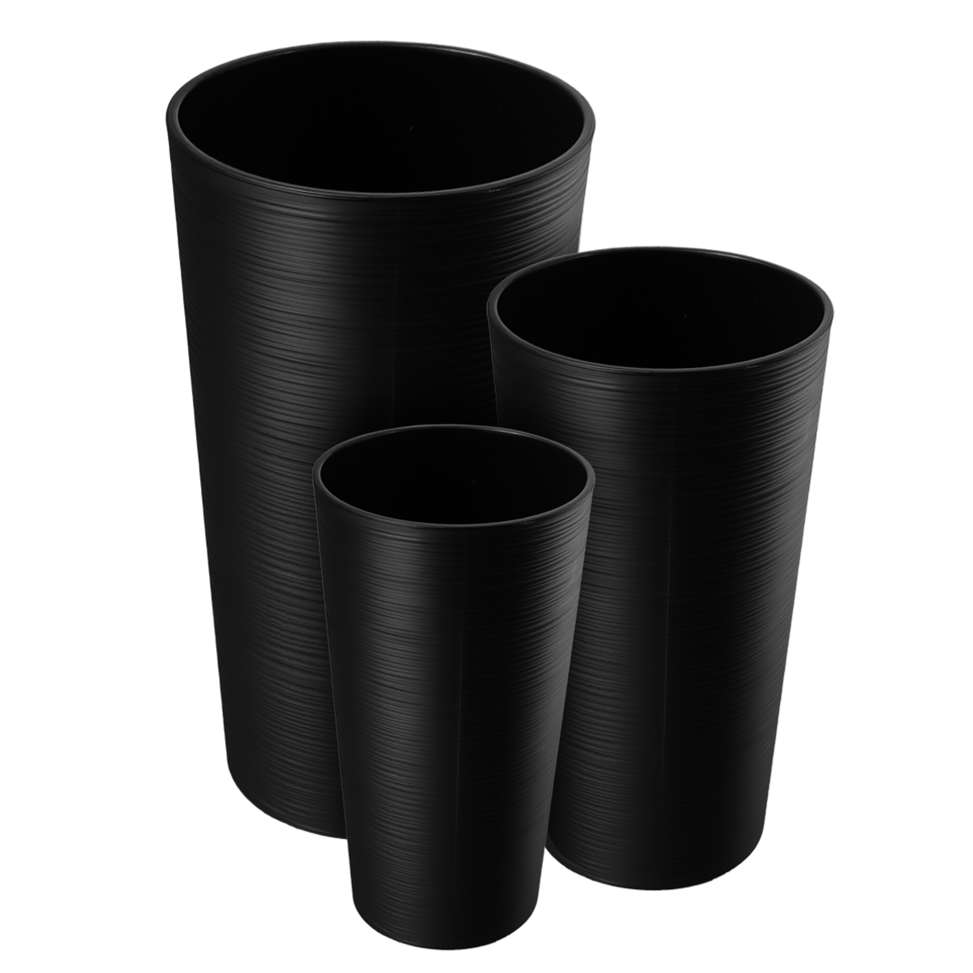 Donice na kwiaty Latina z wkładem czarny 19cm+25cm+30cm