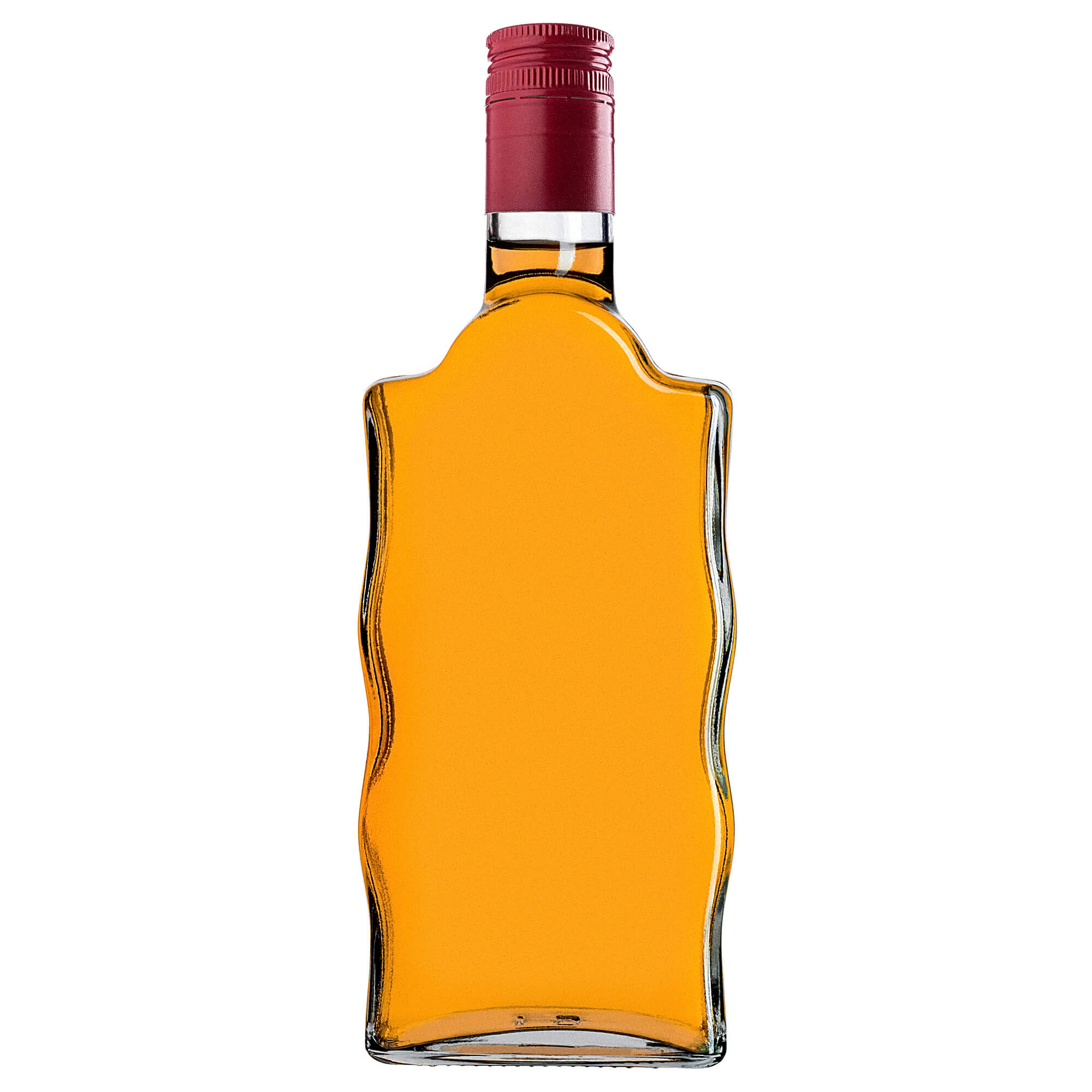 Szklana butelka na nalewkę Fala 500ml z długą czerwoną zakrętką 10 szt.