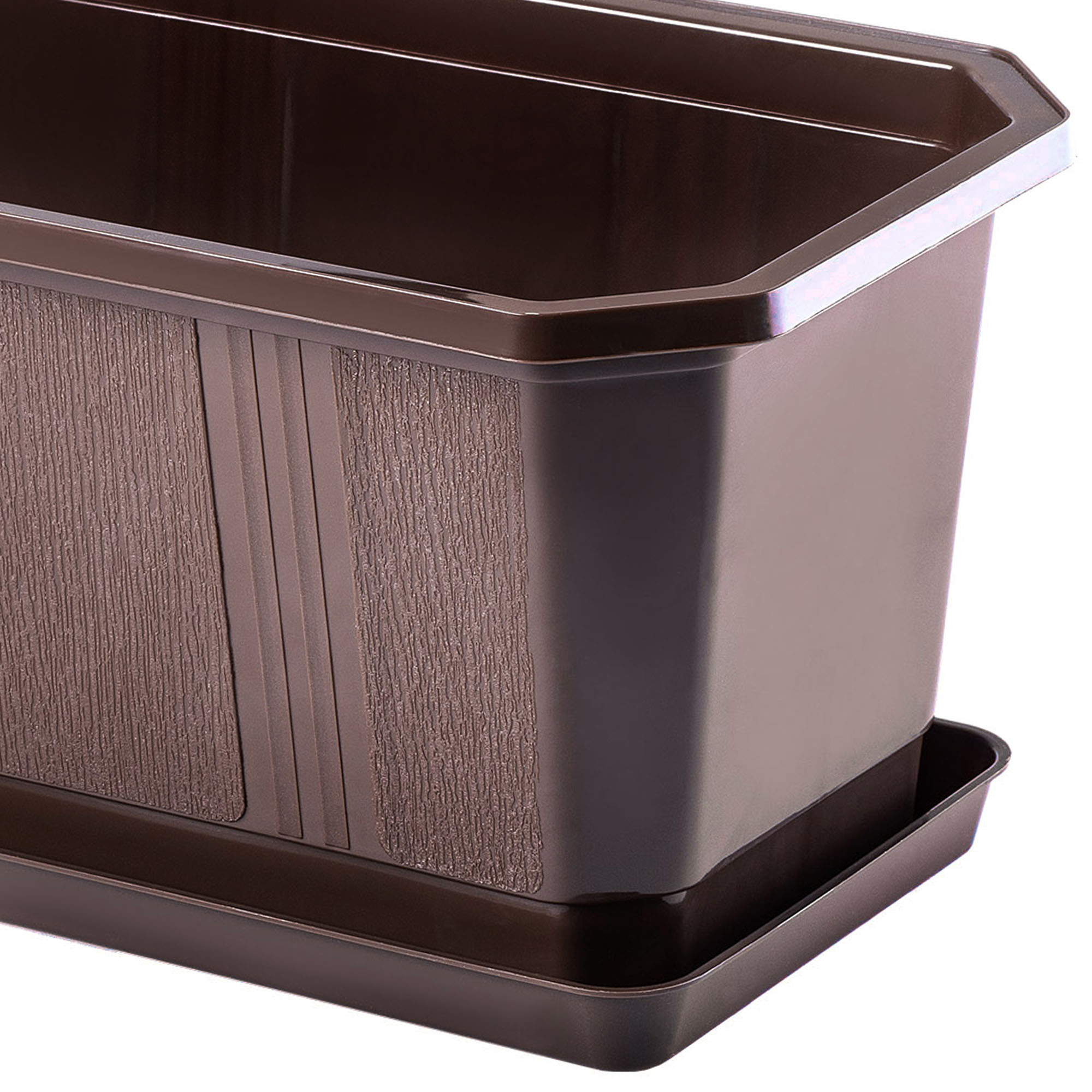 Doniczka balkonowa z uchwytami brązowa Oste 80 cm, 3 szt.