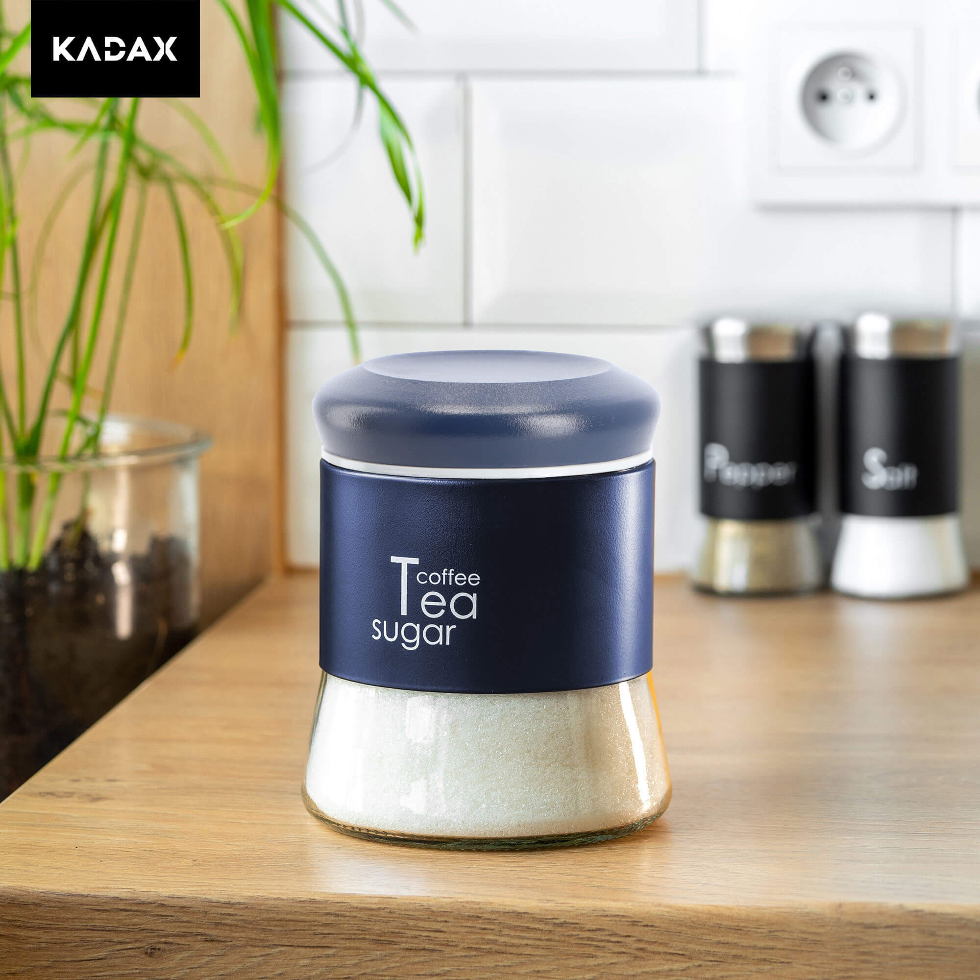 Pojemnik szklany na herbatę 13 x 11 cm, granatowy