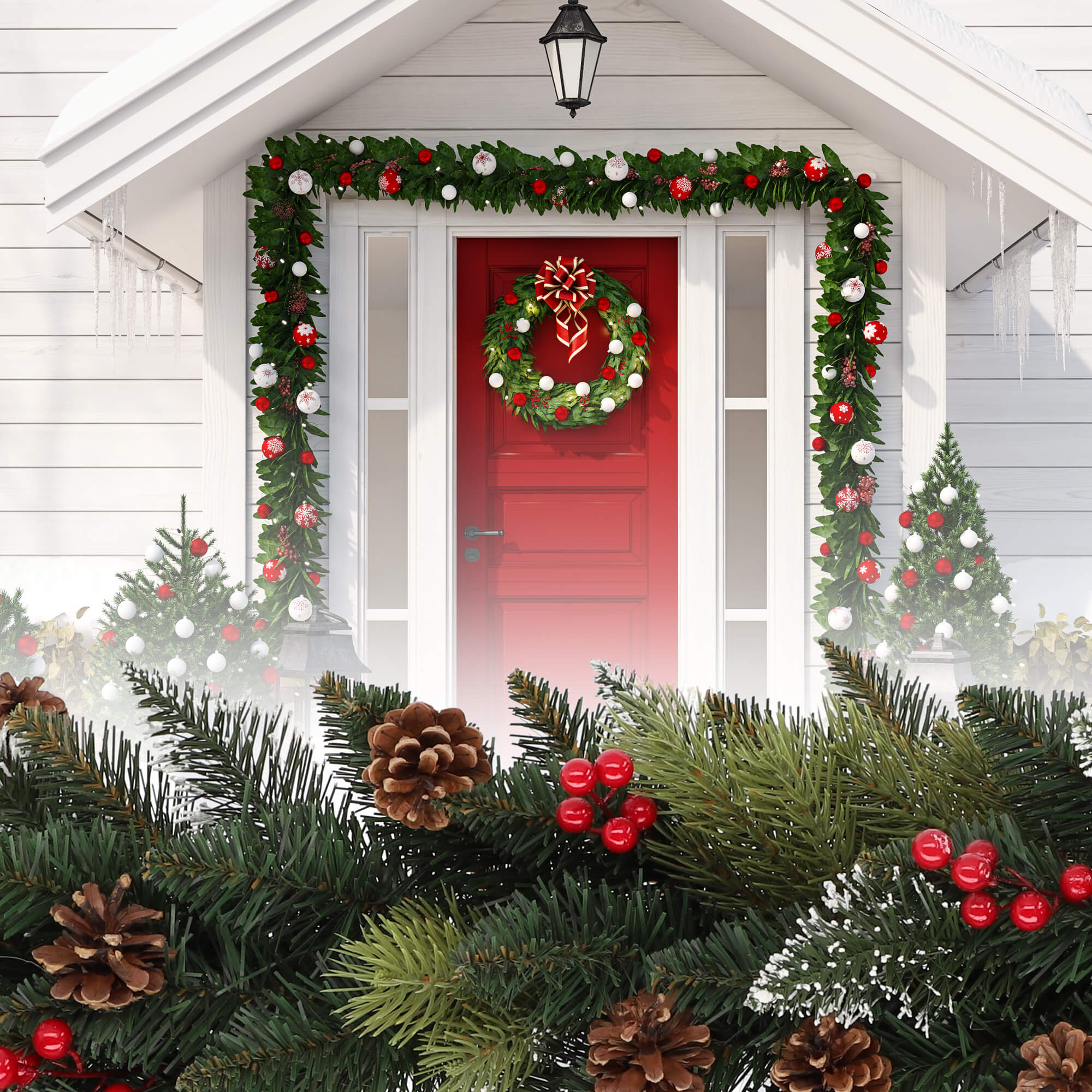 Girlanda świąteczna z szyszkami 115cm zielona