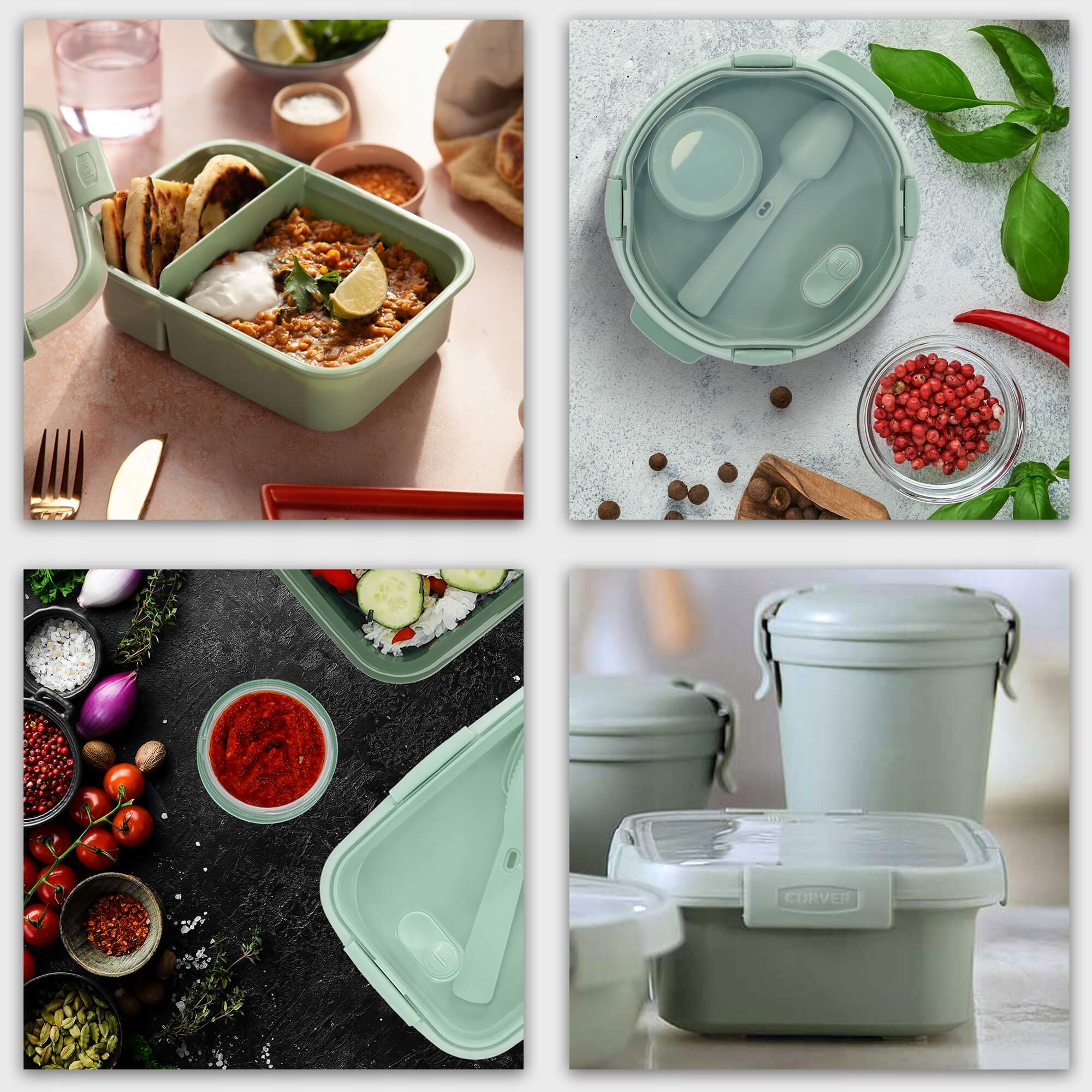 Pojemniki na żywność Curver Eco zielone 4 szt.