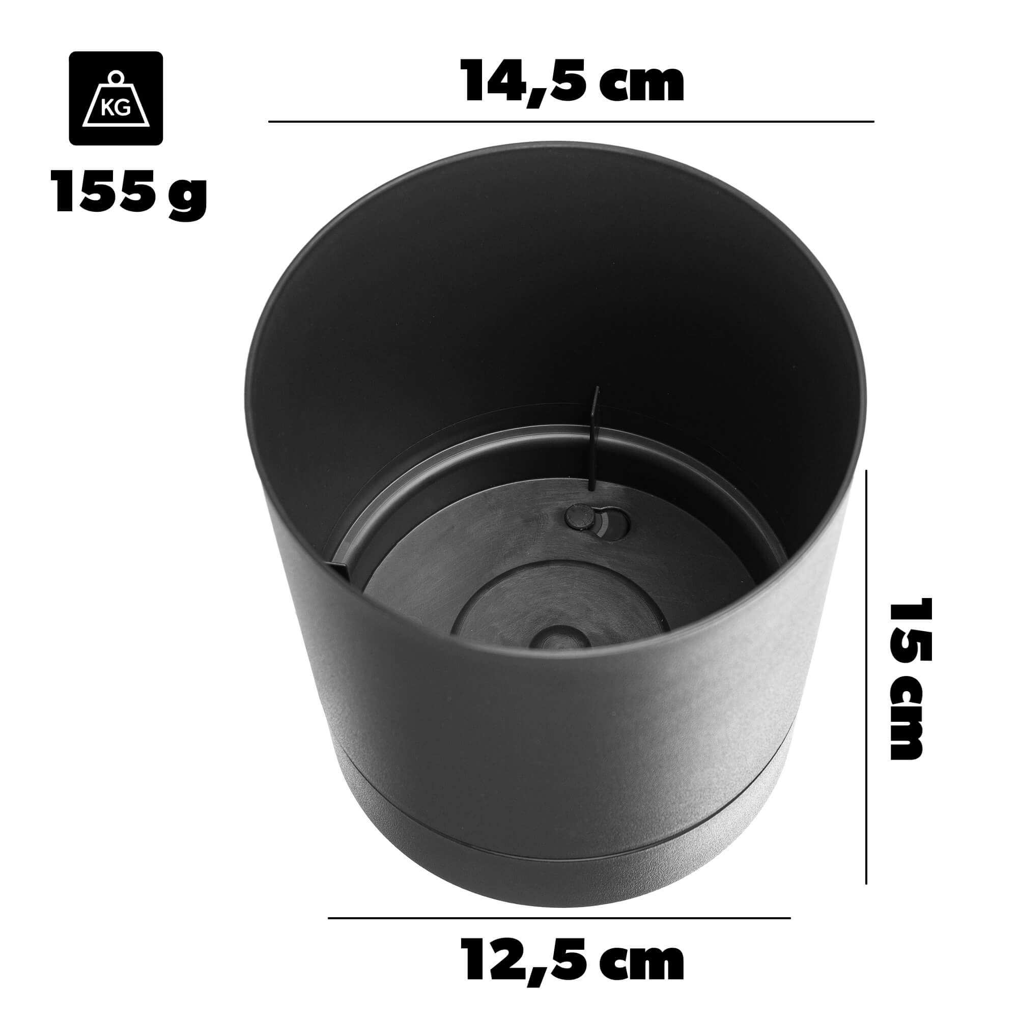 Donica z podstawką Verri 14.5 cm antracytowa 2 szt.