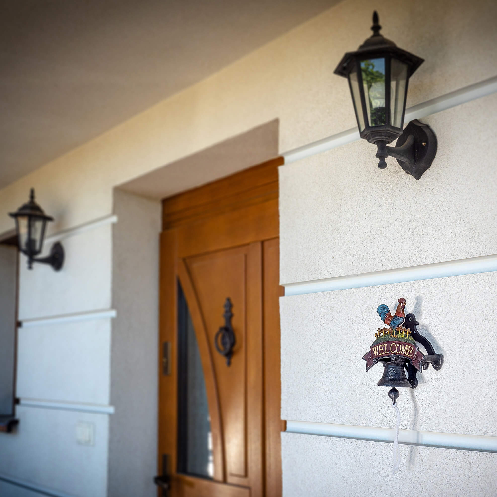 Żeliwny dzwonek dekoracyjny Greux „Welcome" z kogutem