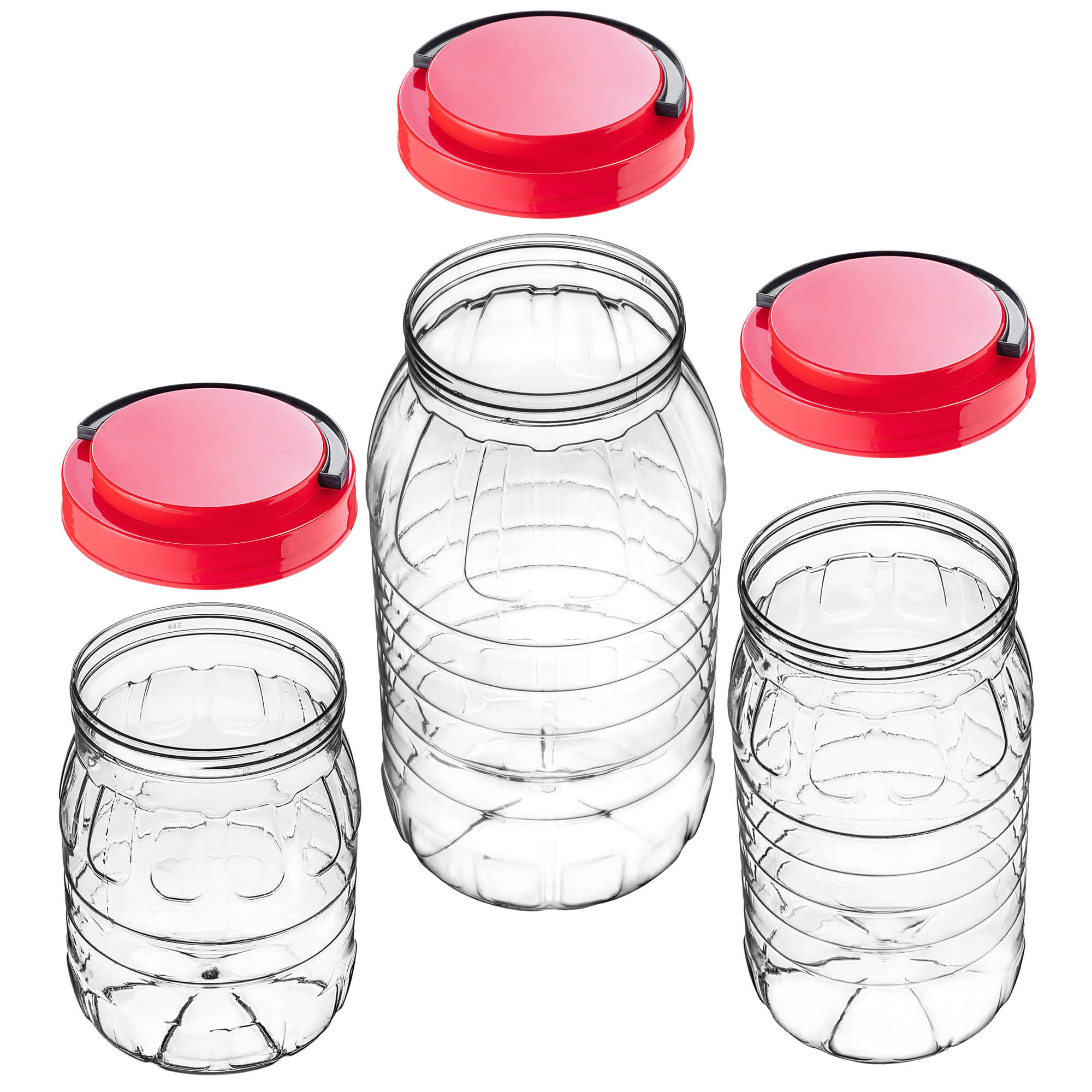 Słoik PET z zakrętką i uchwytem Riccia uniwersalny 2L + 3L + 5L