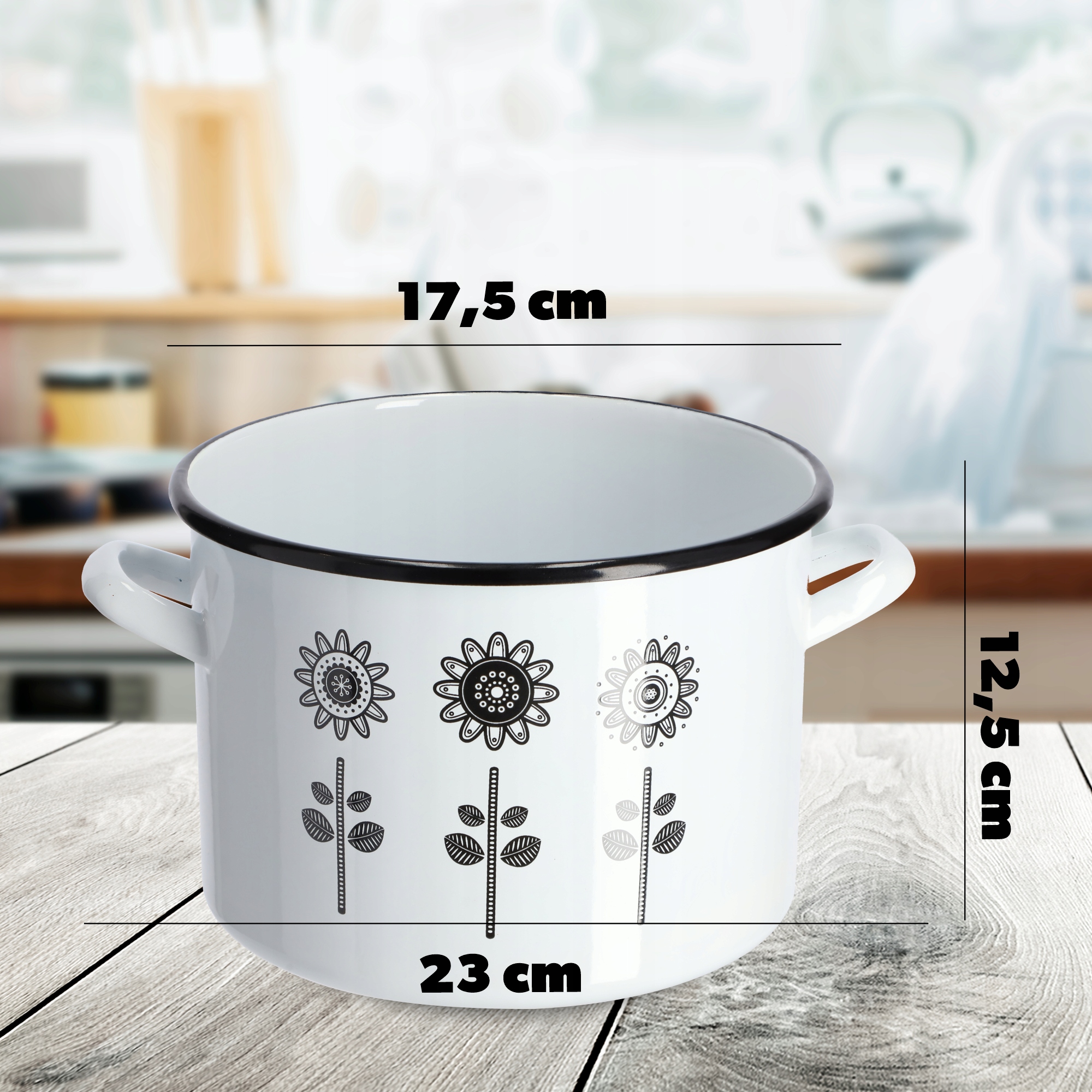 Garnek emaliowany wysoki 2.4L, biały