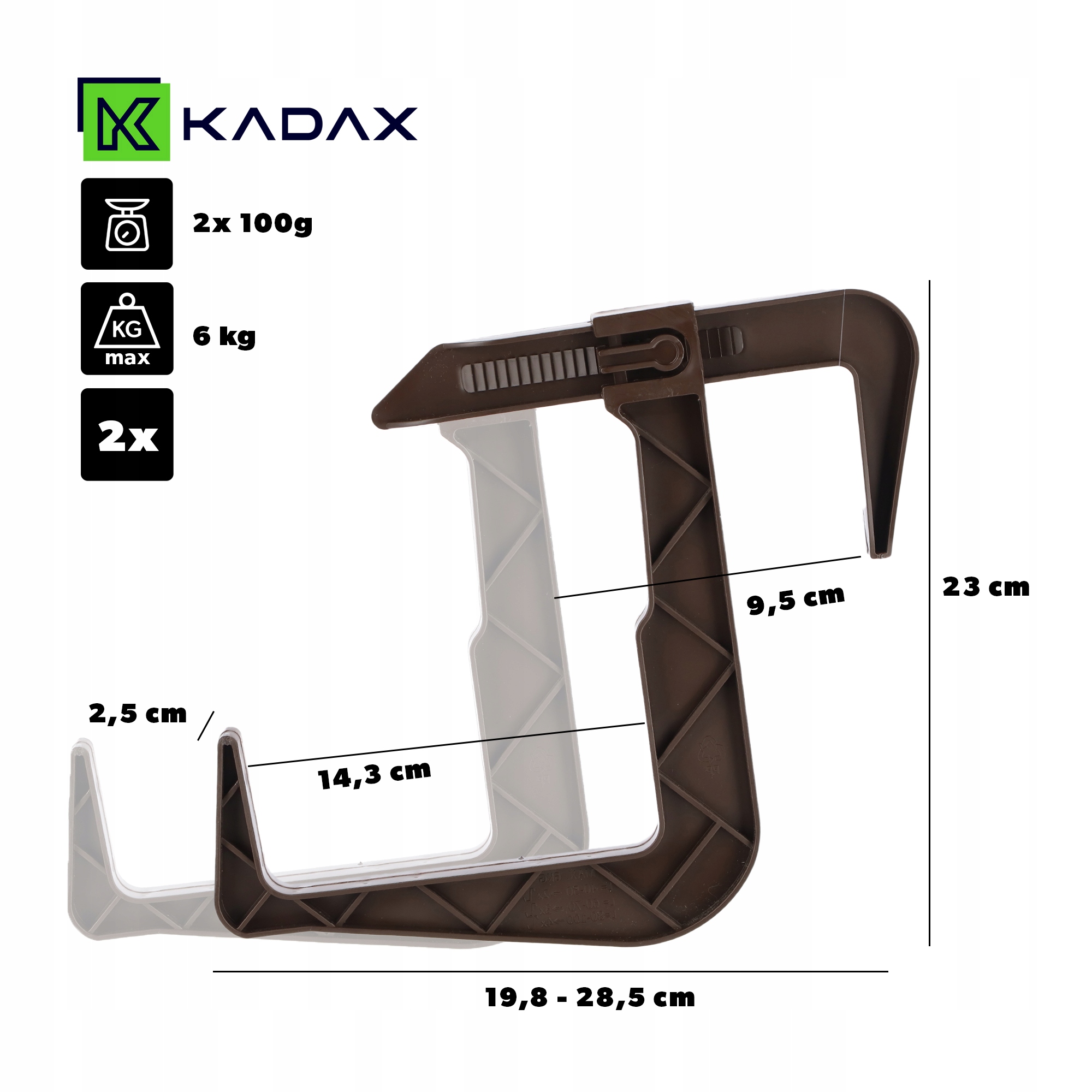 Uchwyt na skrzynkę balkonową brązowa, 2 szt.