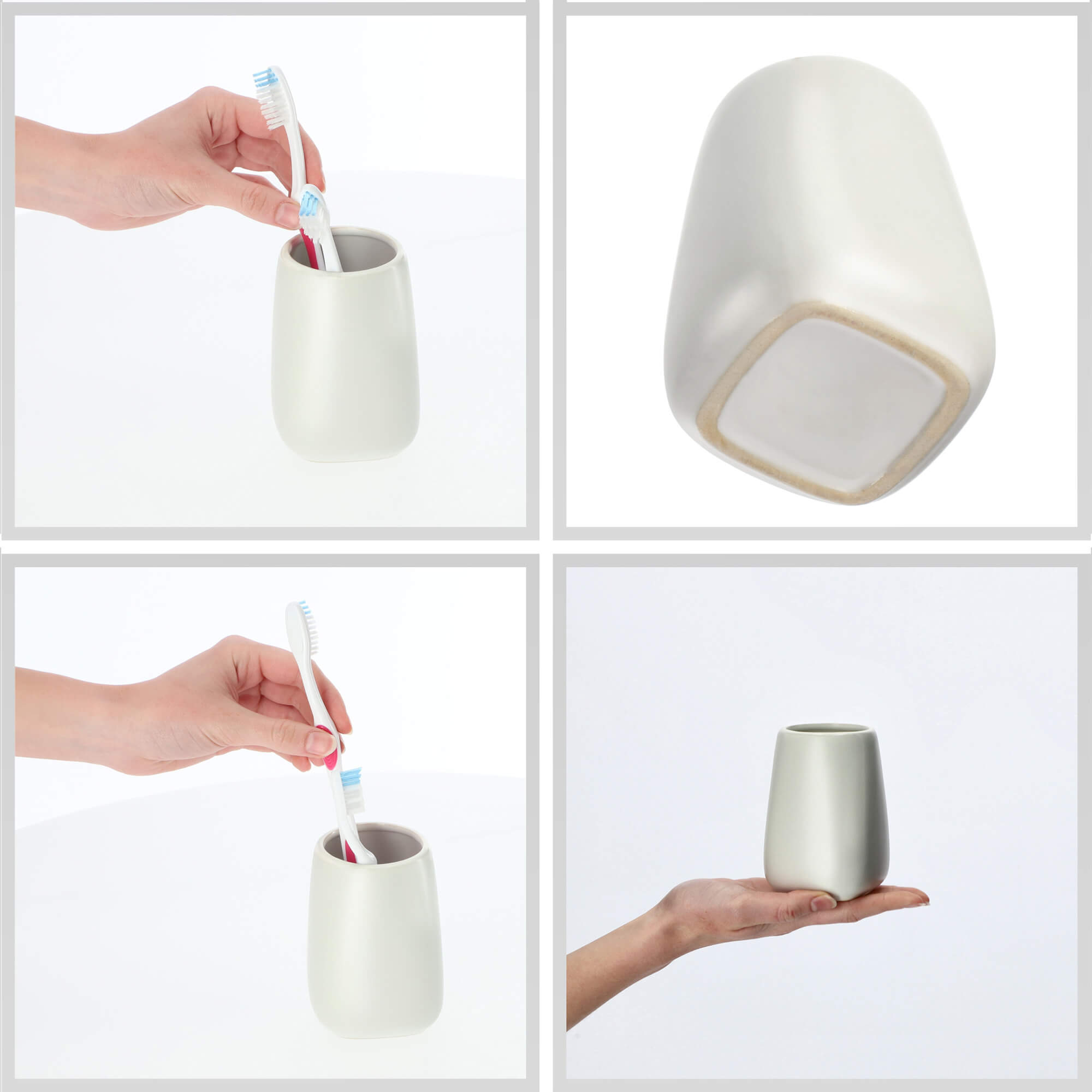 Zestaw dozownik na mydło + kubek łazienkowy, biały